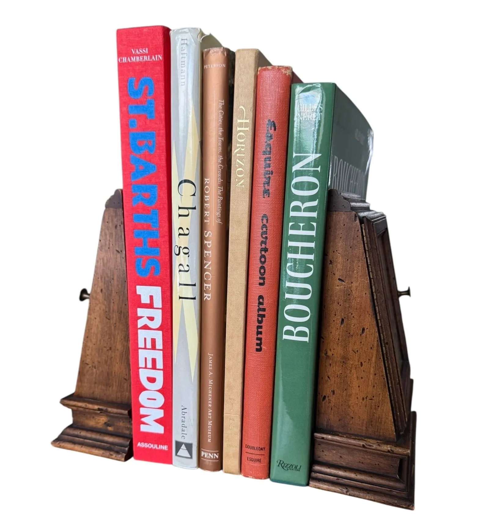 Mid 20th Century Wooden Bookends With Etchings of 17th Century Ships & Doors- a Pair - 3