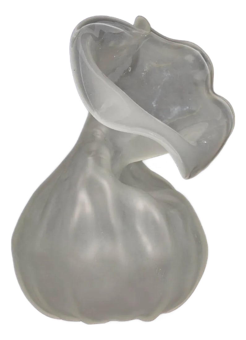 2007 Art Glass Vase Signed by Nikolas Weinstein: An art glass sculptural vase by the American glass artist Nikolas Weinstein (born 1968). This satin glass vase features an organic pod-like shape. The underside of the piece is signed "2007