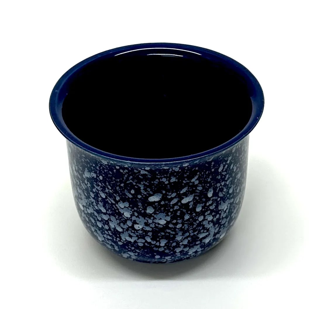 Elegantly Shaped Blue & White Ceramic Splatterware Planter Curation, Made in Germany - Group of 2 - 7