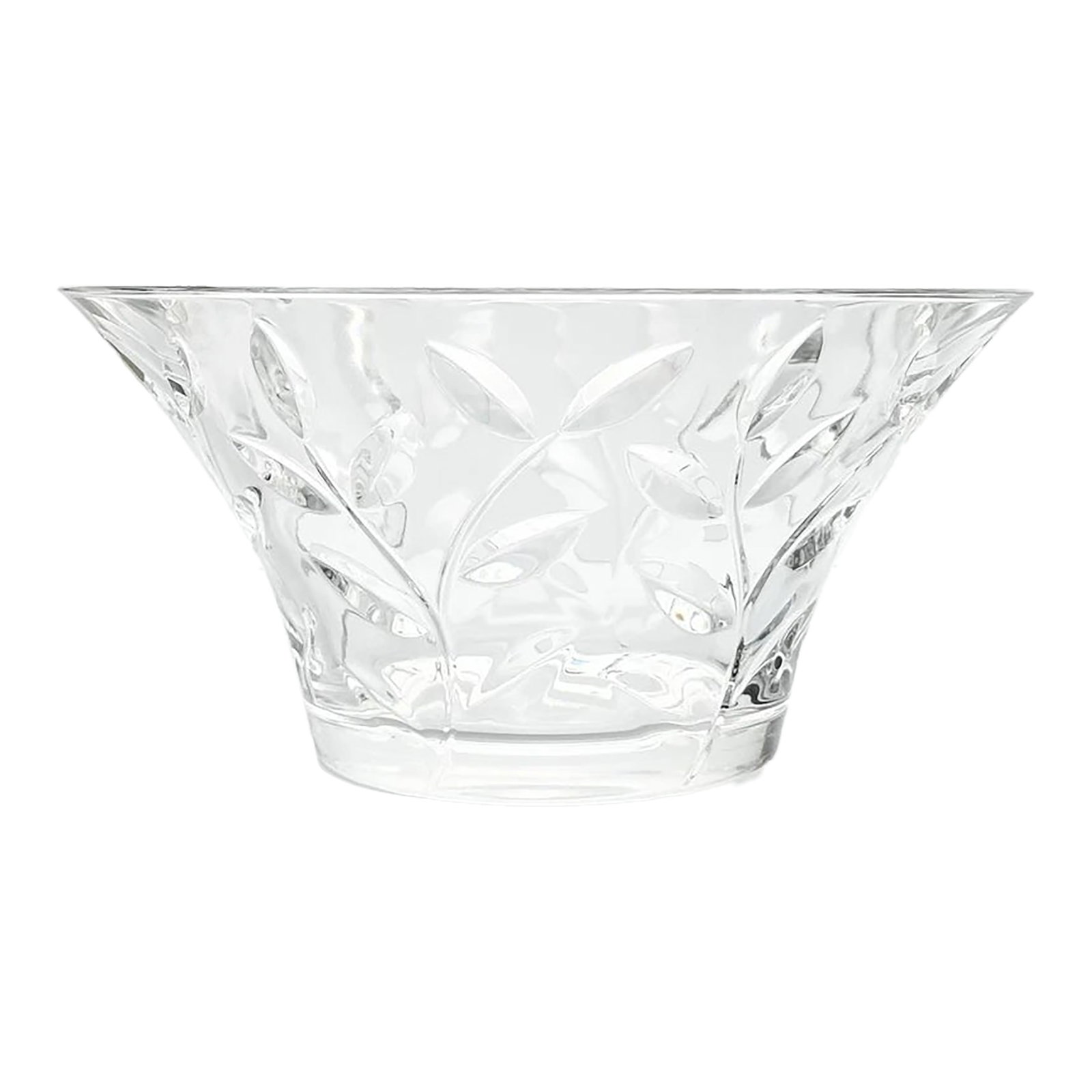 Oneida & Royal Rock Crystal "Laurus" Large Crystal Decorative Serving Bowl: Oneida & Royal Rock Crystal "Laurus" Large Crystal Decorative Serving Bowl 9.5" Excellent condition. No chips, cracks, or fleabites. Length 9 1/2" Height 4 3/4" Circa 2000s Condition: Alterations: