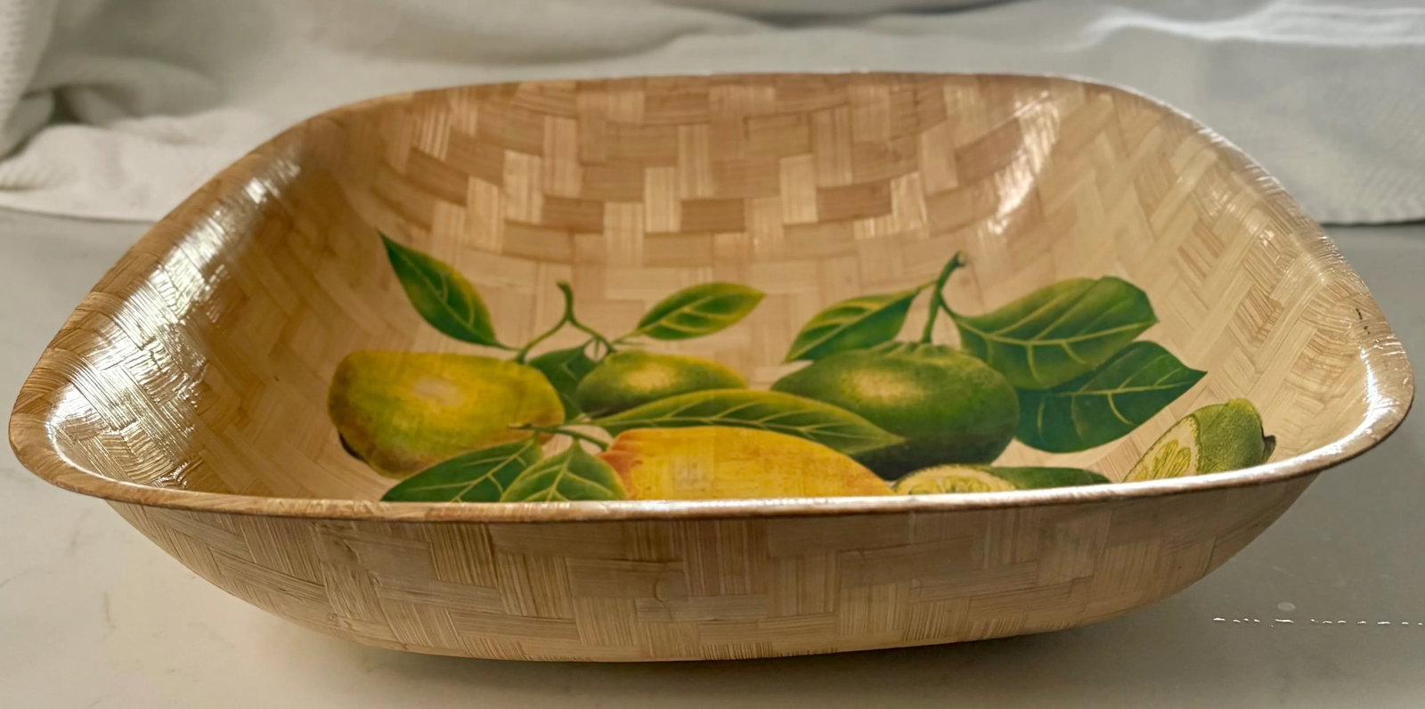 Vintage Citrus Chic Lemon and Lime Woven Bamboo Bowl - 7