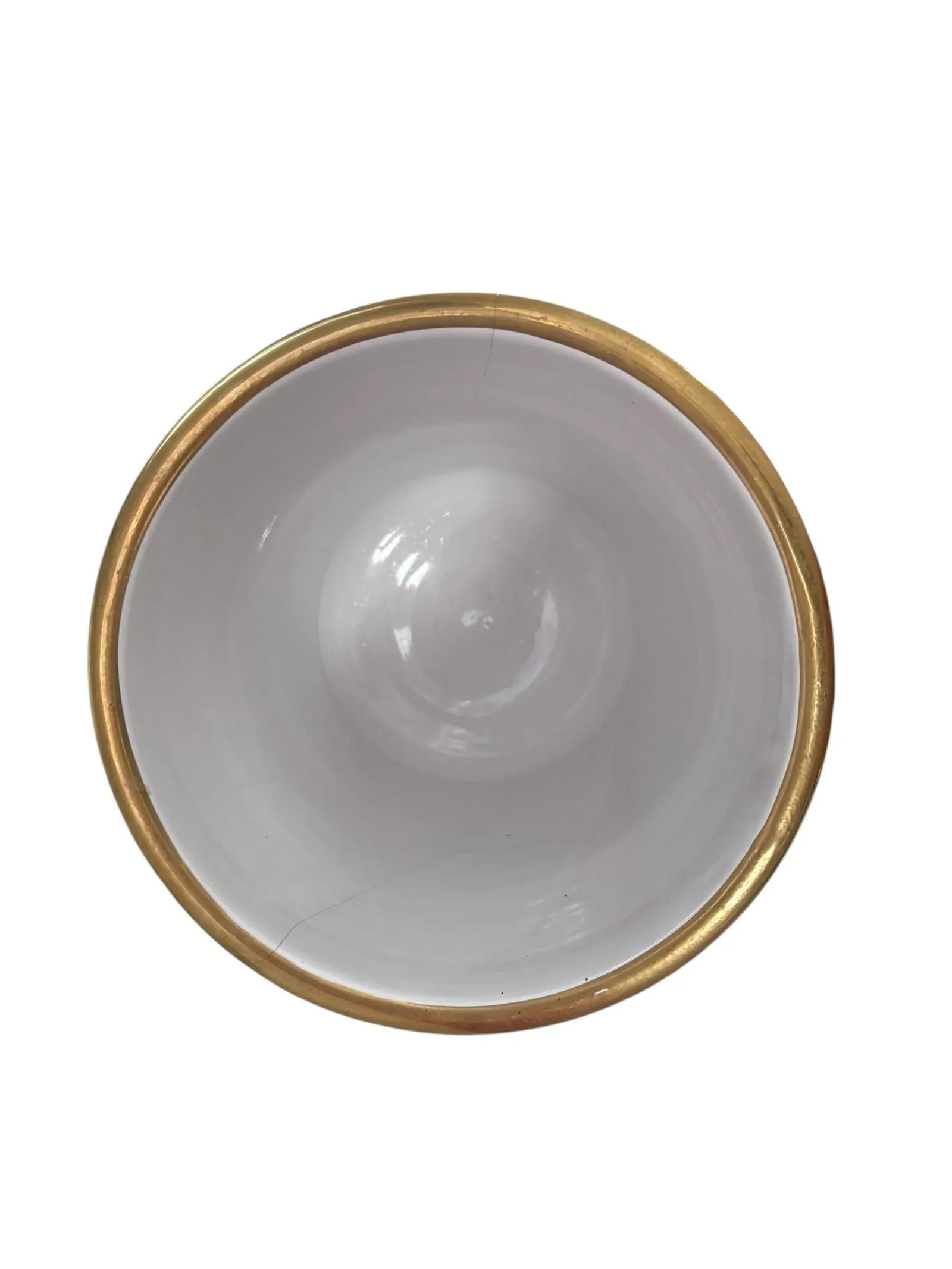 1960s Ugo Zaccagnini White & Gold Jeweled Italian Hollywood Regency Pottery Cachepot - 5