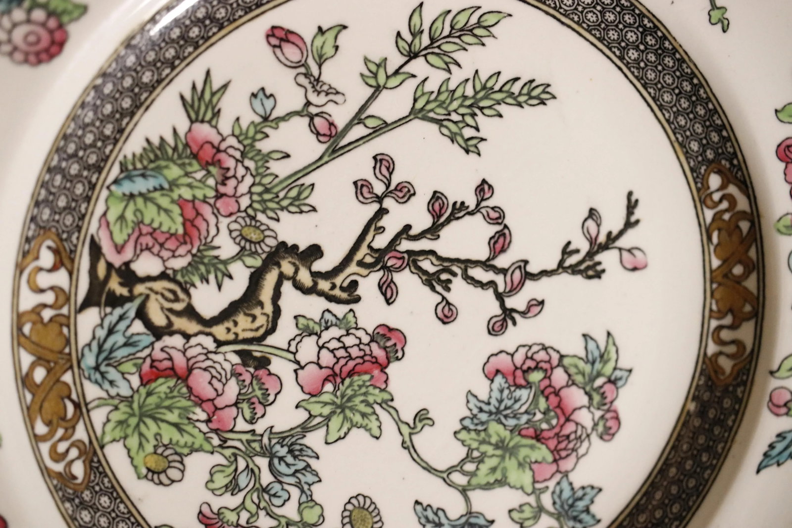 Pair of 19th C. Antique Minton Chinoiserie Ironstone "Indian Tree" Soup Plates - 6