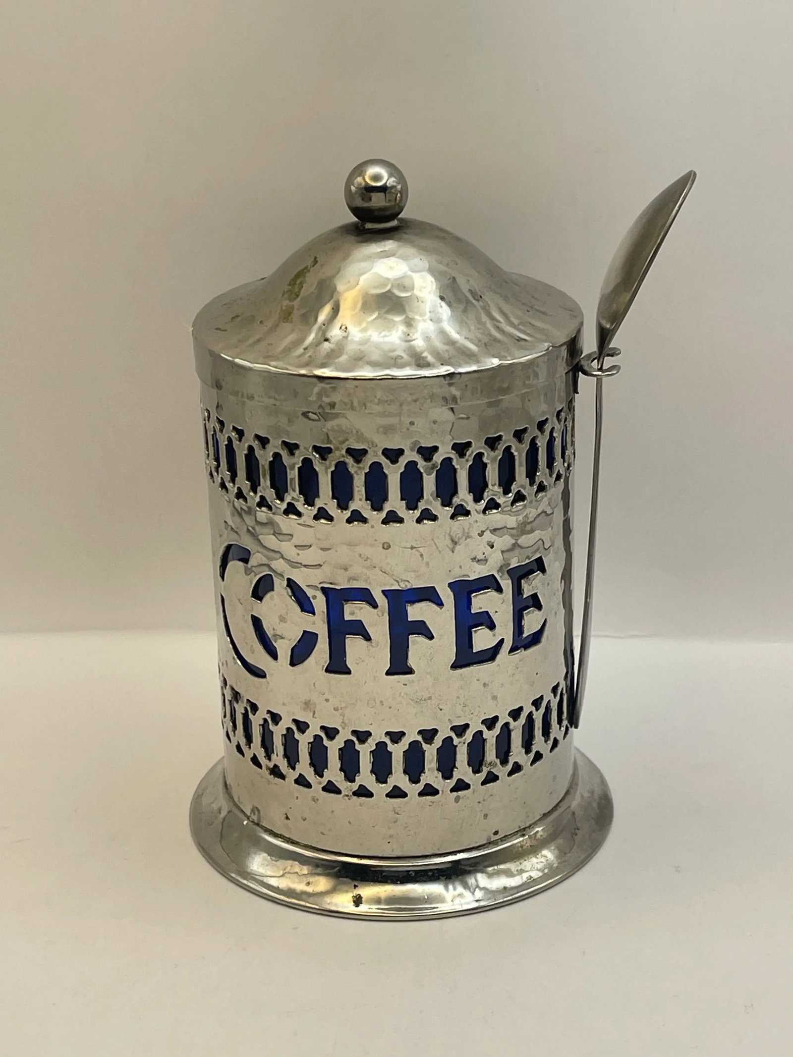 Mid 20th Century Hammer Finished Silverplate Coffee Canister - 2