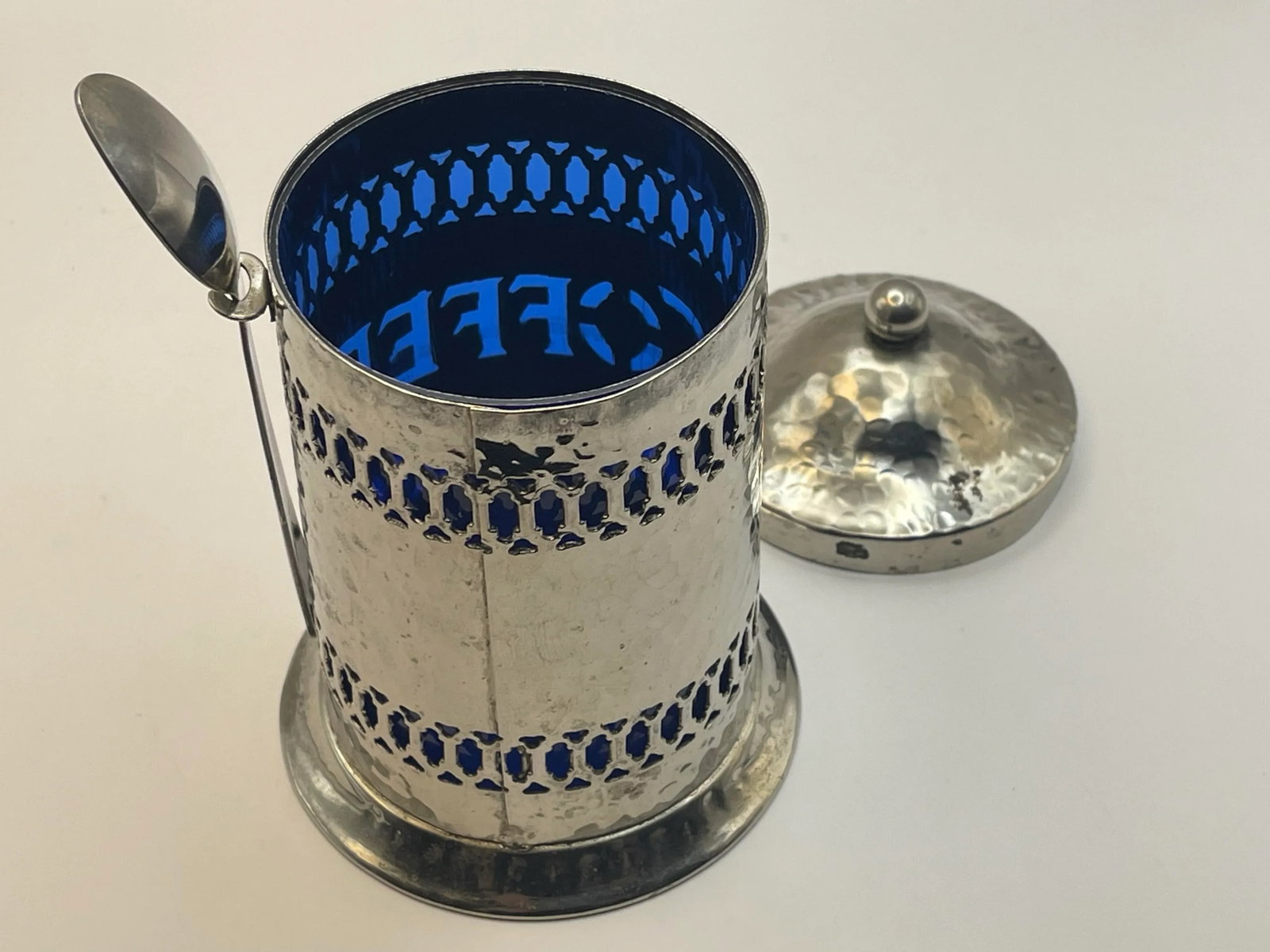 Mid 20th Century Hammer Finished Silverplate Coffee Canister - 3