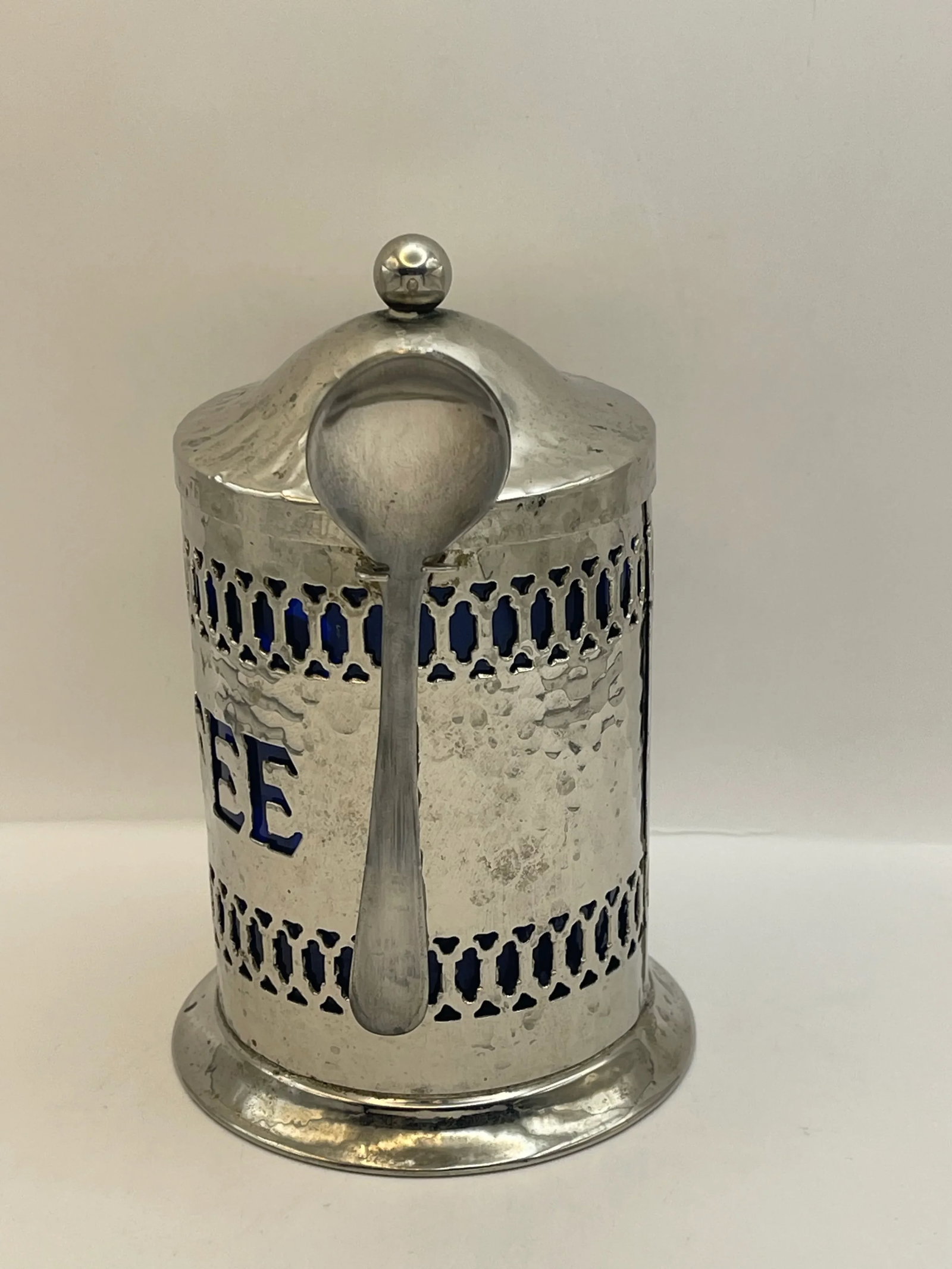 Mid 20th Century Hammer Finished Silverplate Coffee Canister - 5