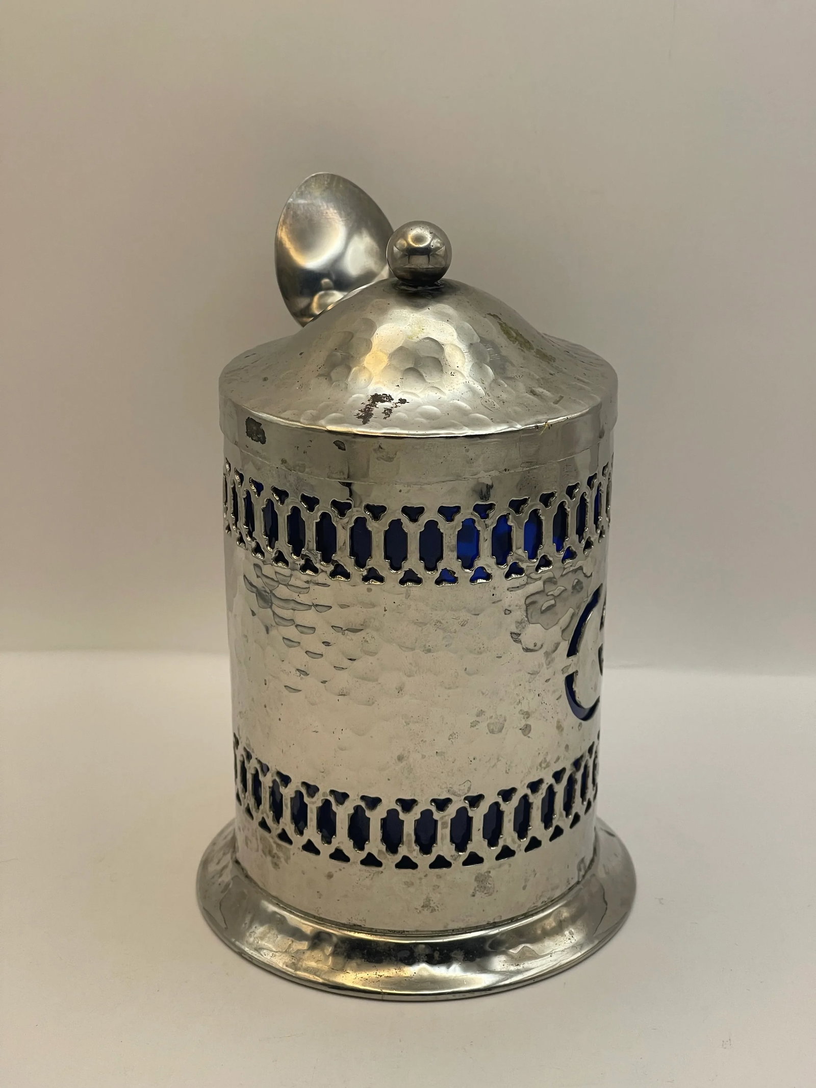 Mid 20th Century Hammer Finished Silverplate Coffee Canister - 6