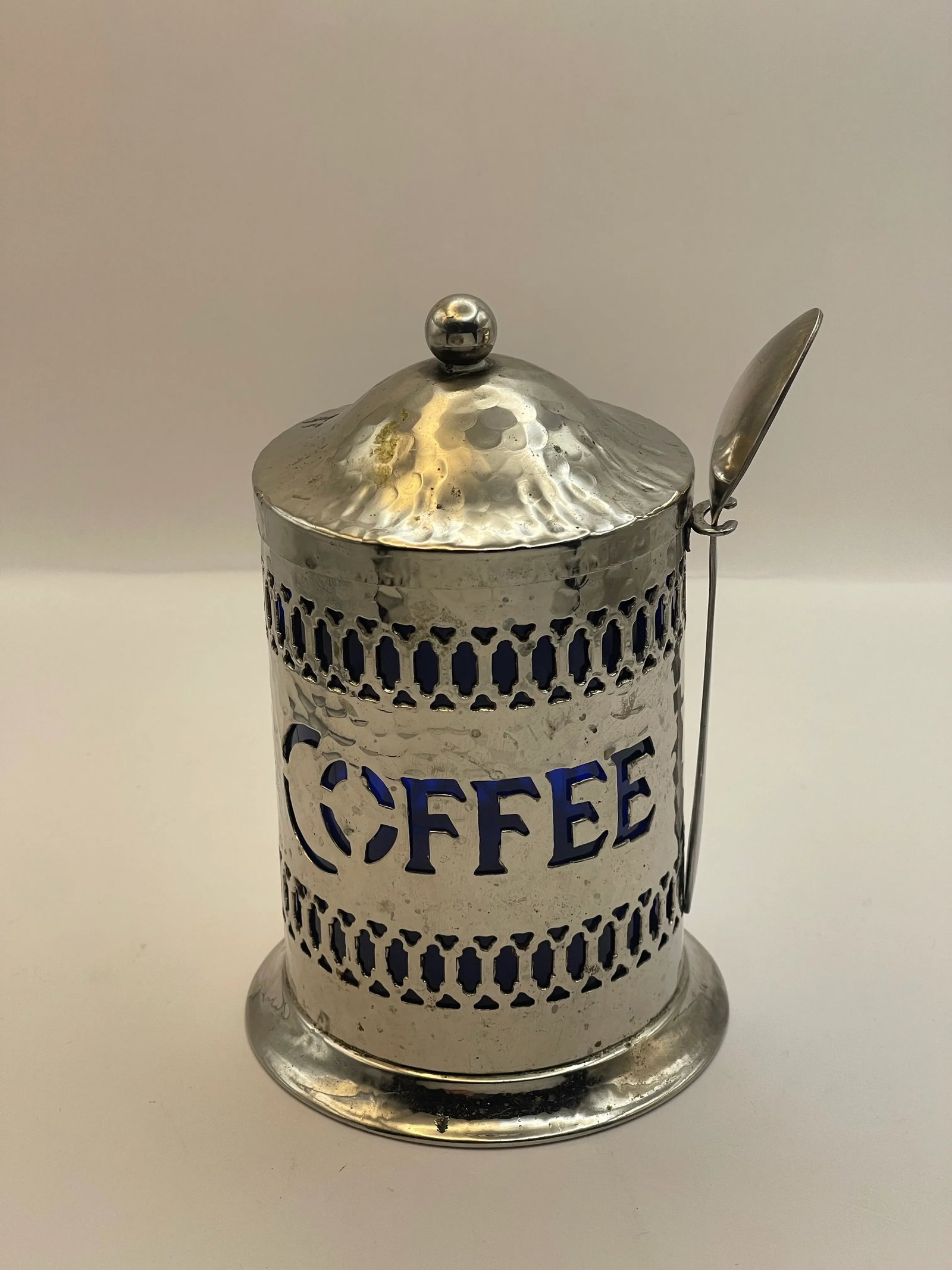 Mid 20th Century Hammer Finished Silverplate Coffee Canister - 8