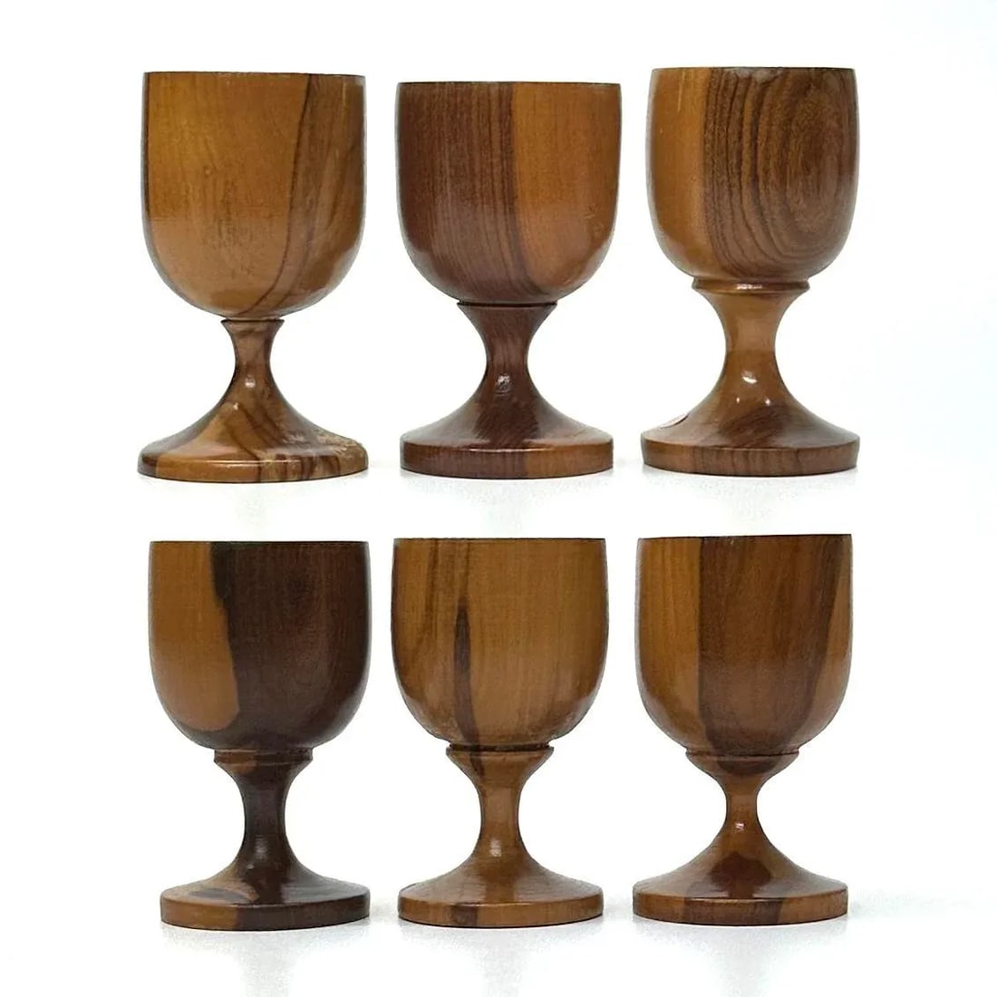 Mid Century Modern Stemmed Rosewood Shot Glasses - Set of 6 - 2