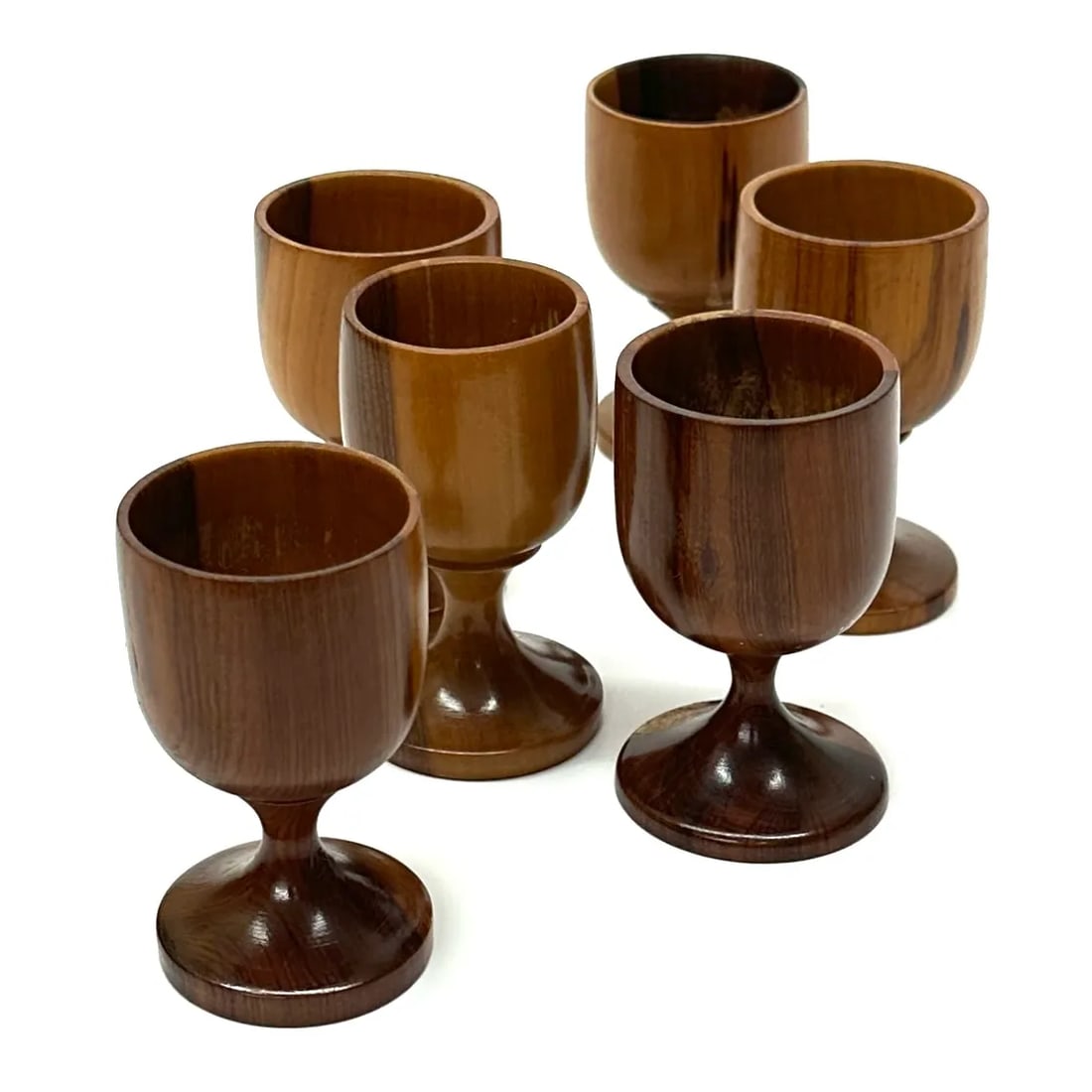 Mid Century Modern Stemmed Rosewood Shot Glasses - Set of 6 - 4
