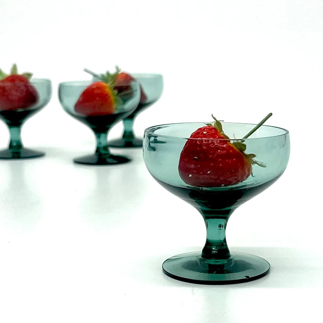 Vintage Diminutive Sea-Foam Green Sherry or Liqueur Glasses - Set of 4 - 2