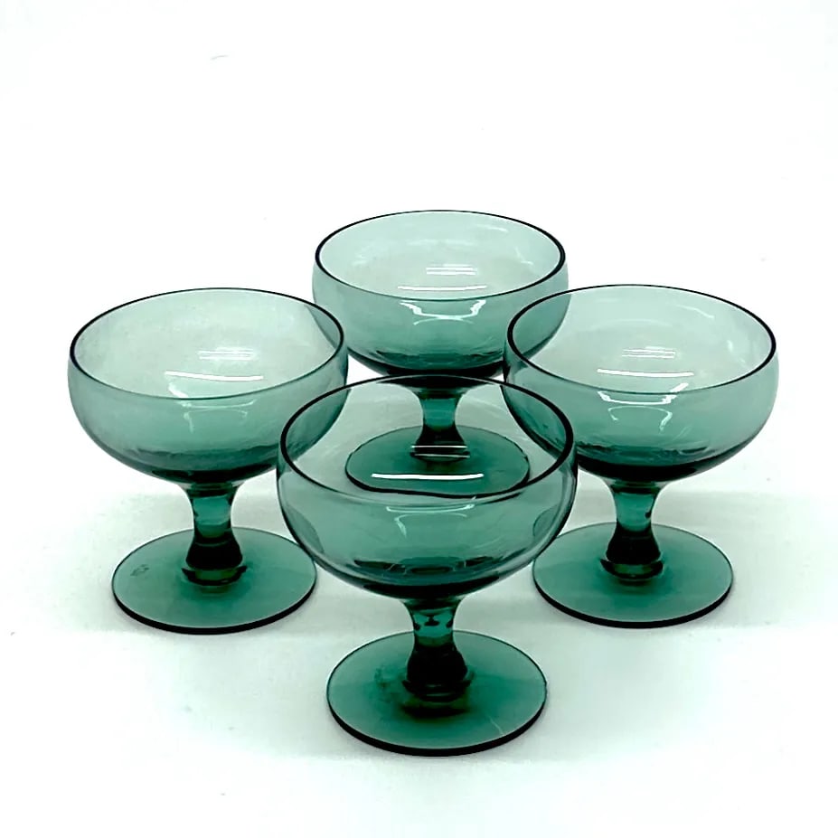 Vintage Diminutive Sea-Foam Green Sherry or Liqueur Glasses - Set of 4 - 3