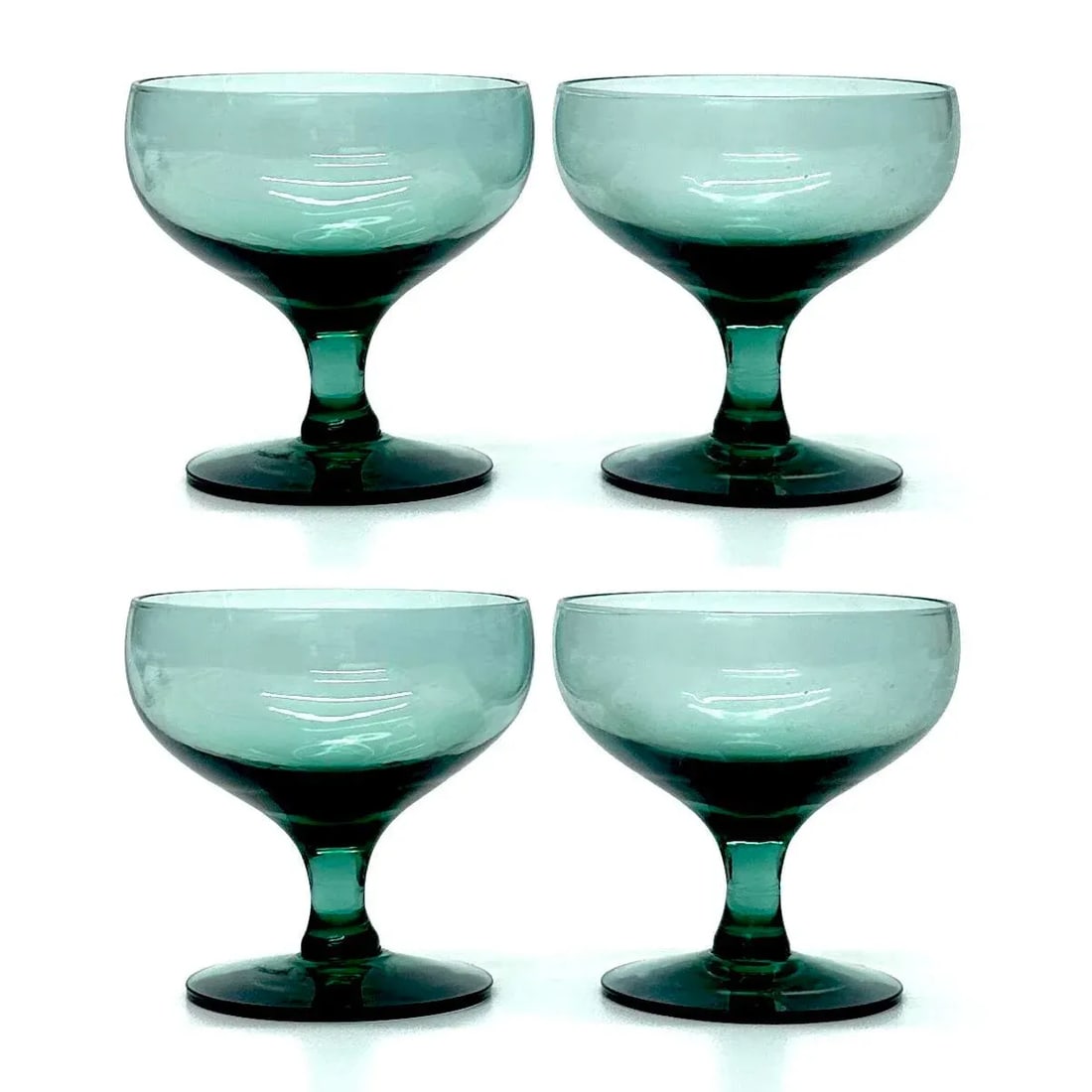 Vintage Diminutive Sea-Foam Green Sherry or Liqueur Glasses - Set of 4 - 4