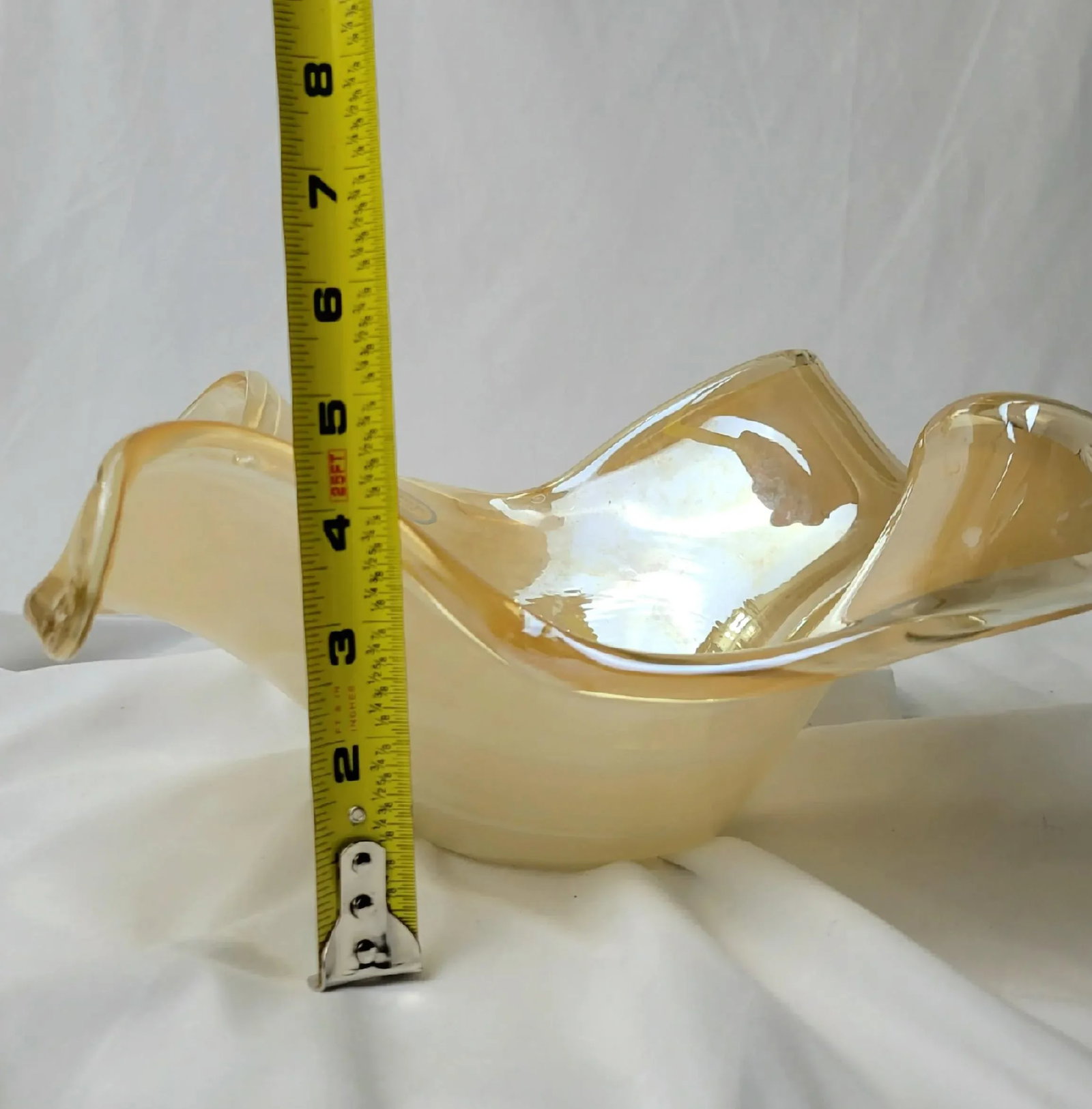 Vintage Lavorazione Arte Murano Hand Blown Honey Clear Free Form Glass Bowl - 14