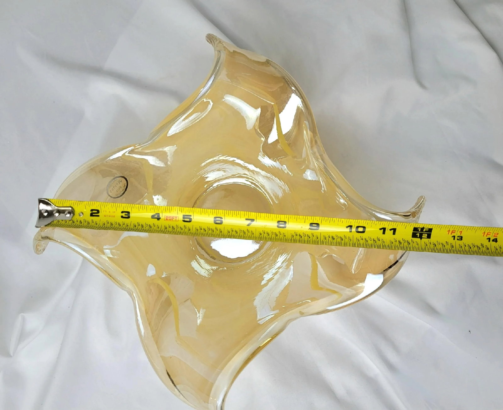 Vintage Lavorazione Arte Murano Hand Blown Honey Clear Free Form Glass Bowl - 15