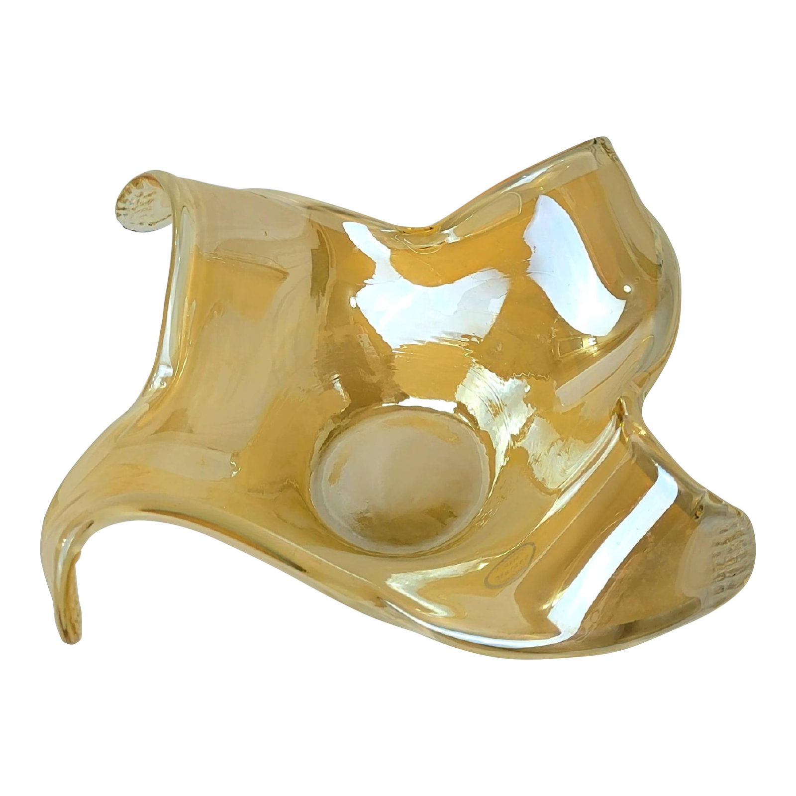 Vintage Lavorazione Arte Murano Hand Blown Honey Clear Free Form Glass Bowl: Perfect centerpiece for a Fall table! Looks more expensive than it is. Condition: Alterations: Original Condition Unaltered Imperfections: Some Imperfections Condition Notes: Excellent used condition!