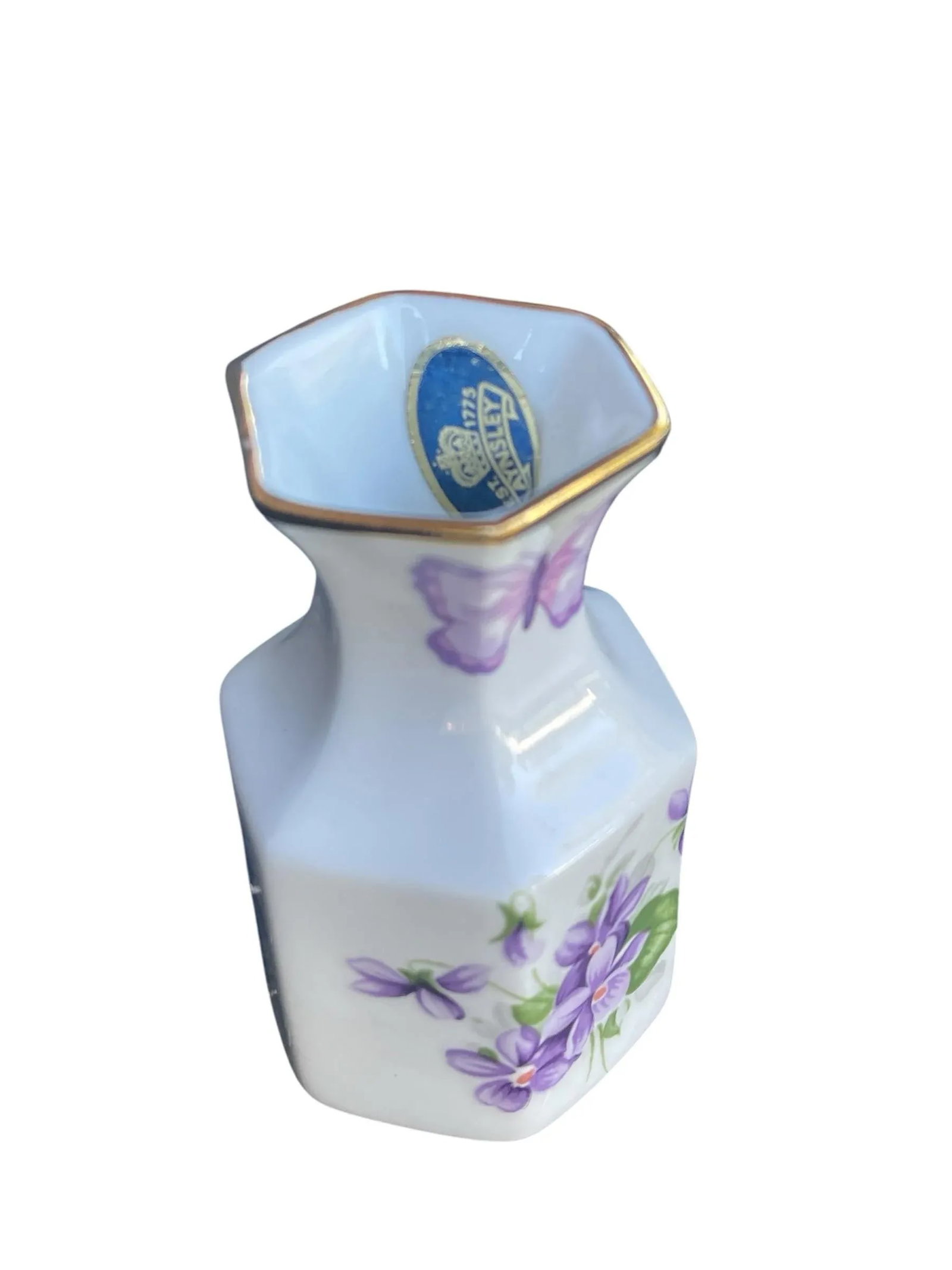 Vintage "Wild Violets" by Aynsley Fine English Bone China Bud Vase - 2