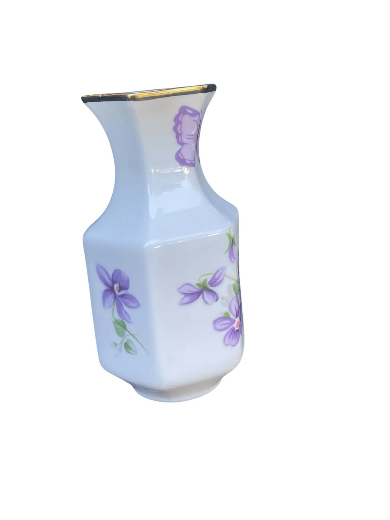 Vintage "Wild Violets" by Aynsley Fine English Bone China Bud Vase - 3