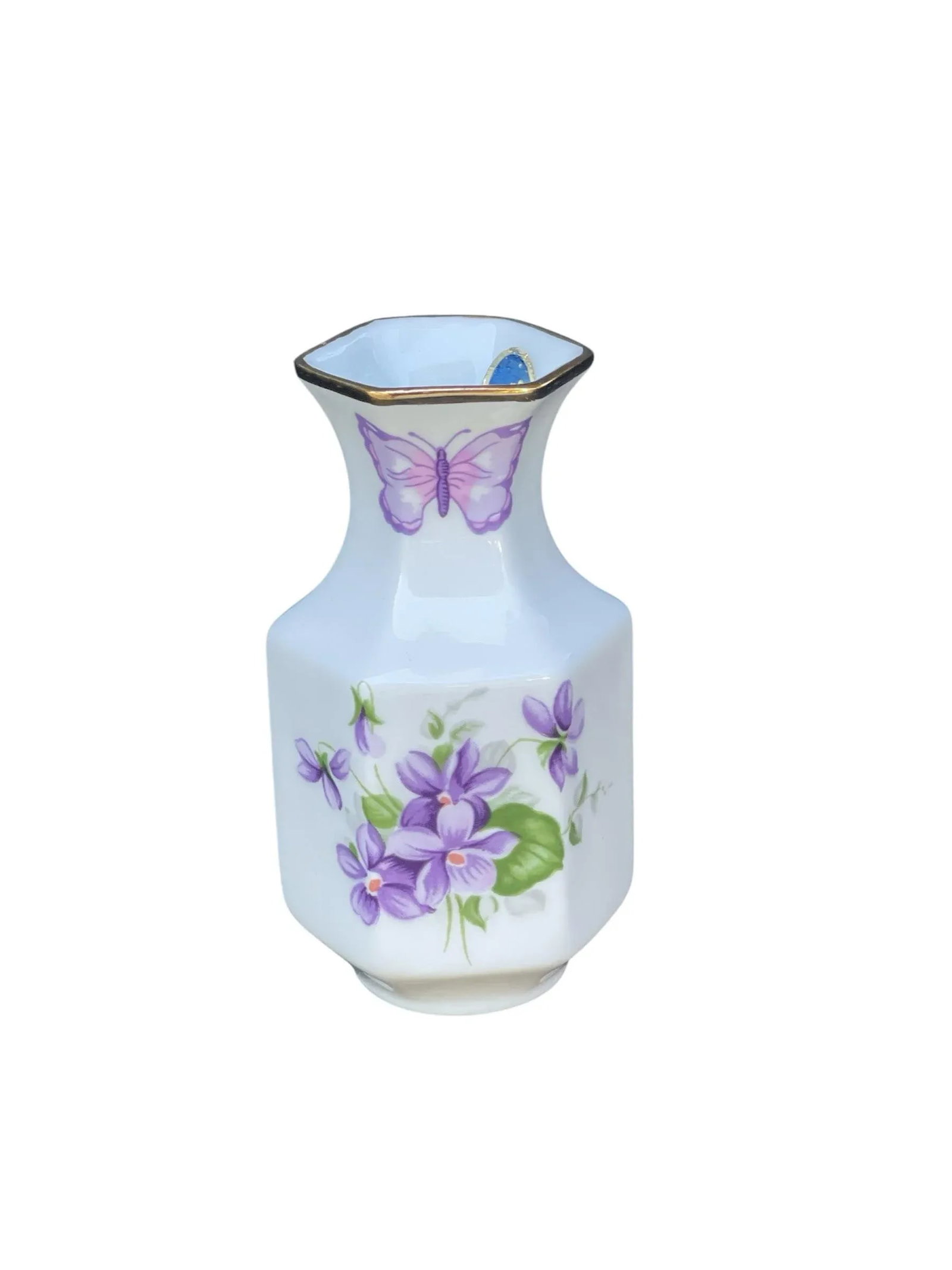 Vintage "Wild Violets" by Aynsley Fine English Bone China Bud Vase - 5
