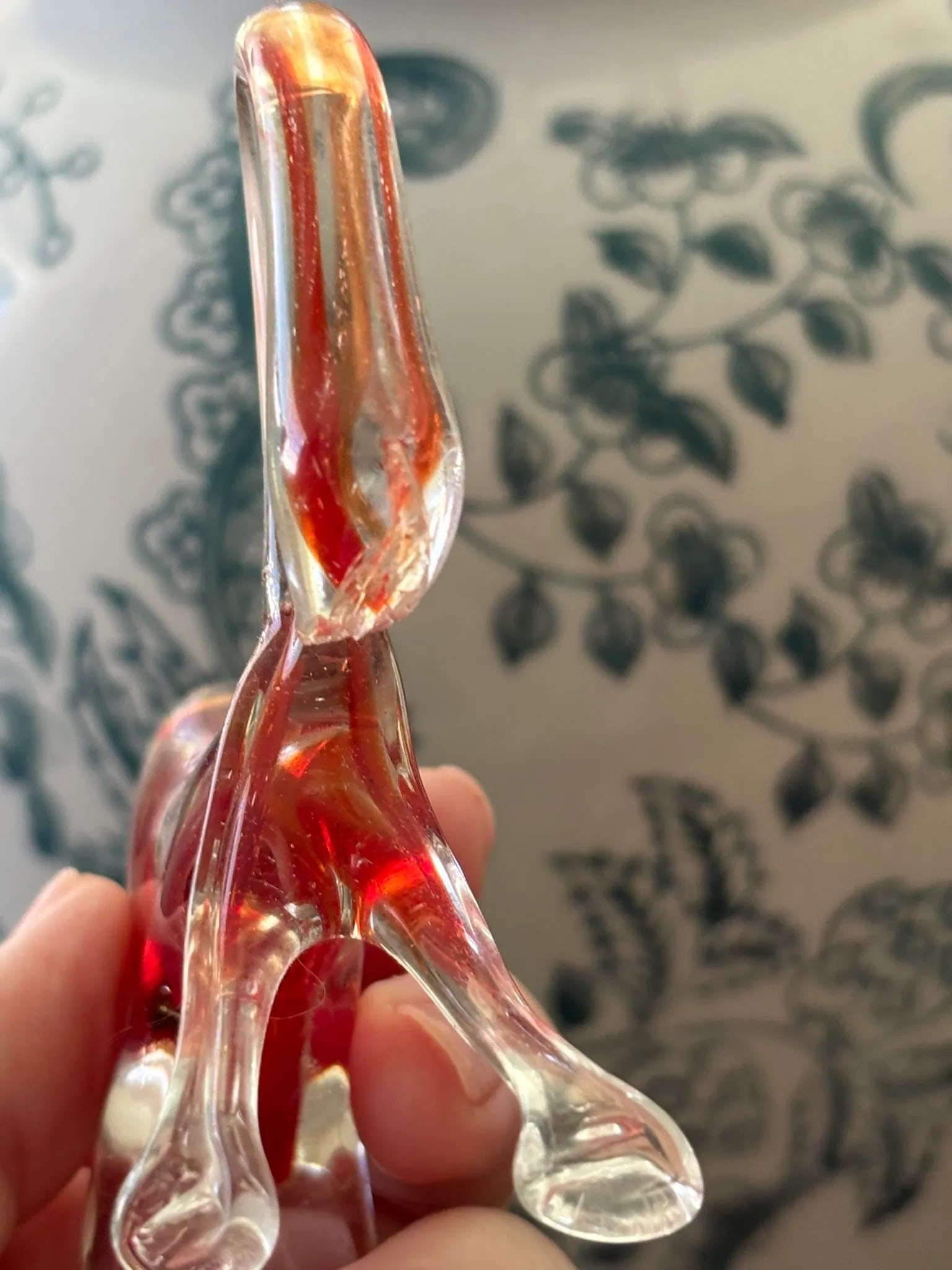 Mid 20th Century Hand Blown Murano Style Glass Horse Figurine With Red Core - 2