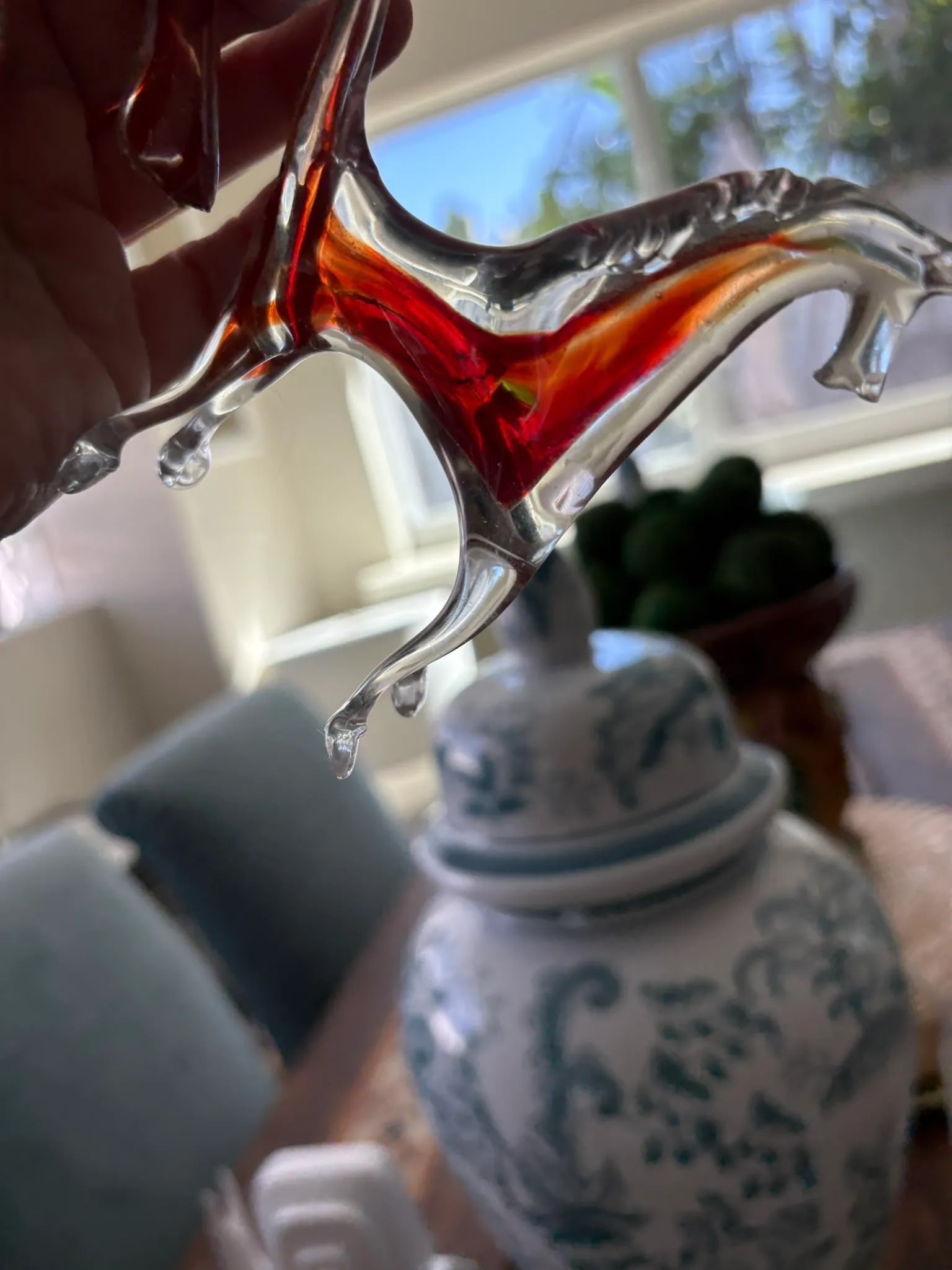 Mid 20th Century Hand Blown Murano Style Glass Horse Figurine With Red Core - 4