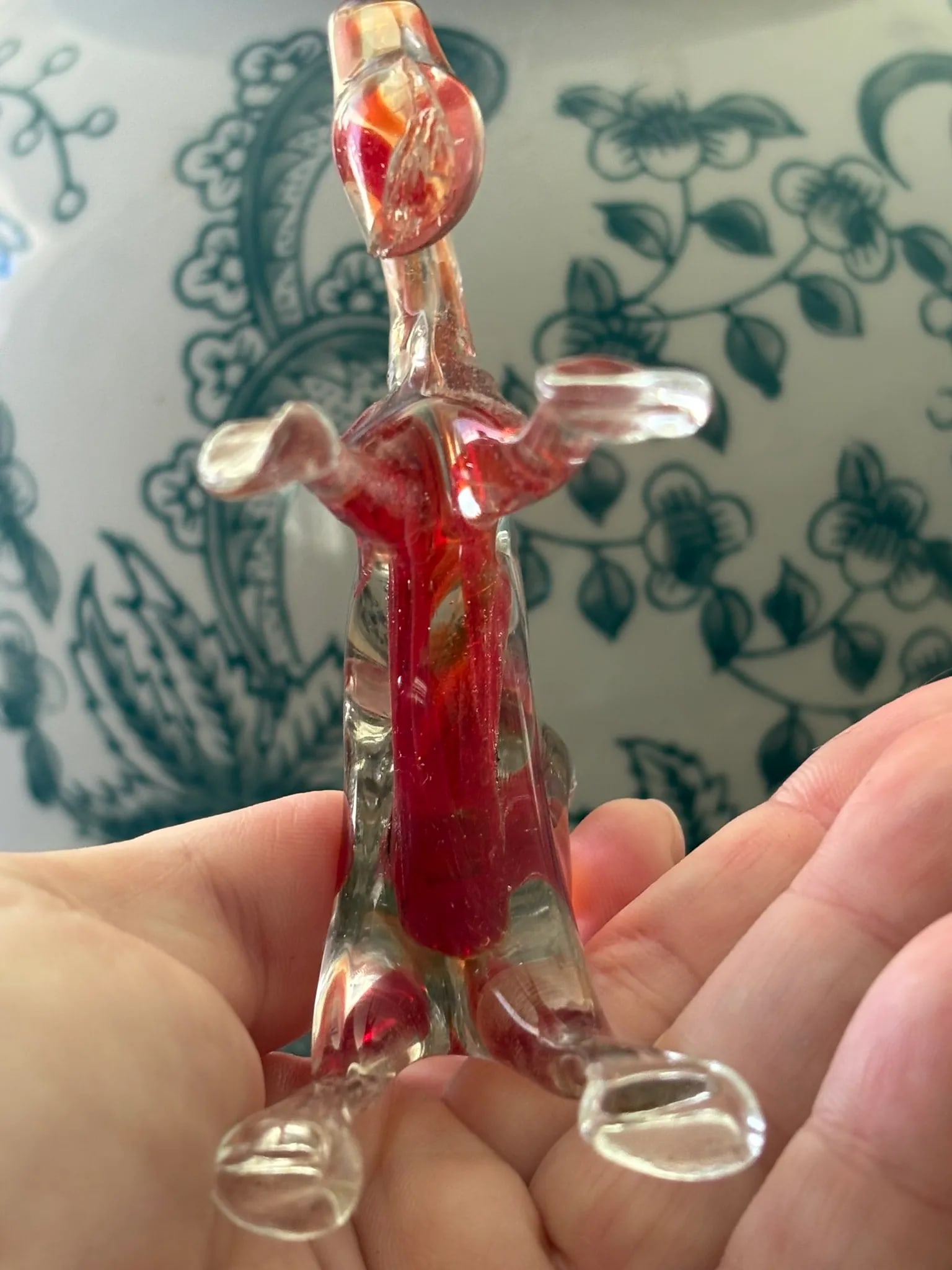 Mid 20th Century Hand Blown Murano Style Glass Horse Figurine With Red Core - 6