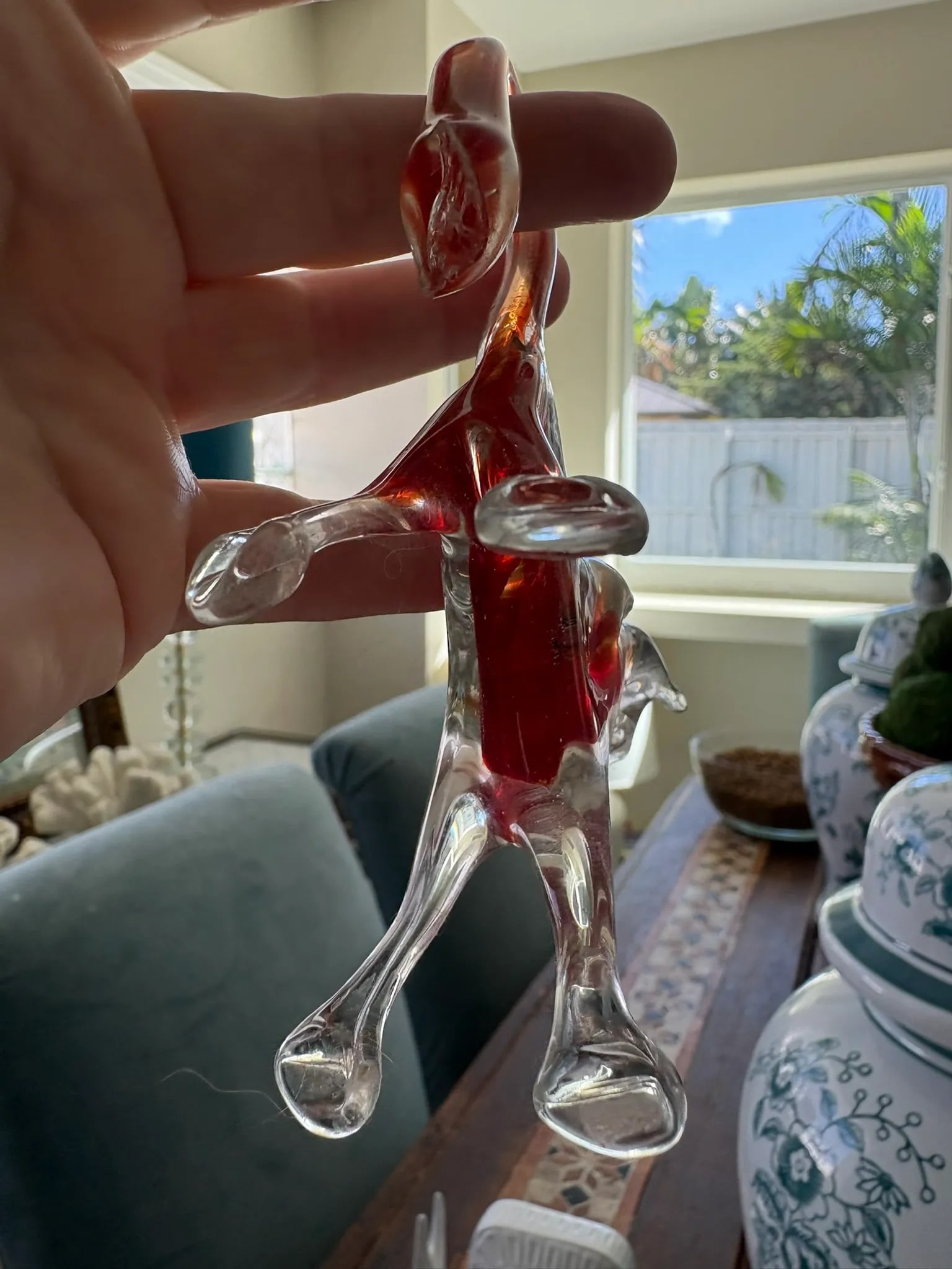 Mid 20th Century Hand Blown Murano Style Glass Horse Figurine With Red Core - 7
