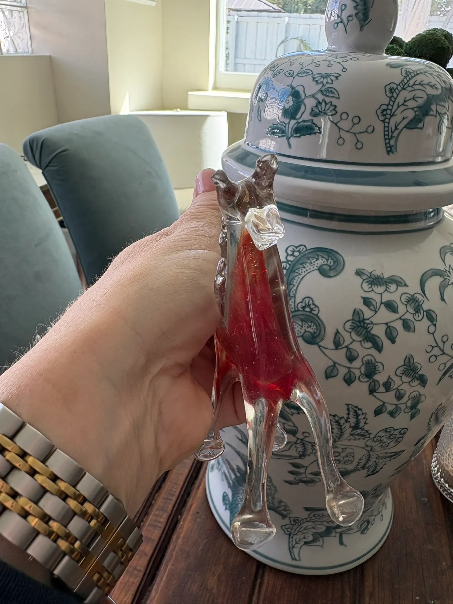 Mid 20th Century Hand Blown Murano Style Glass Horse Figurine With Red Core - 8