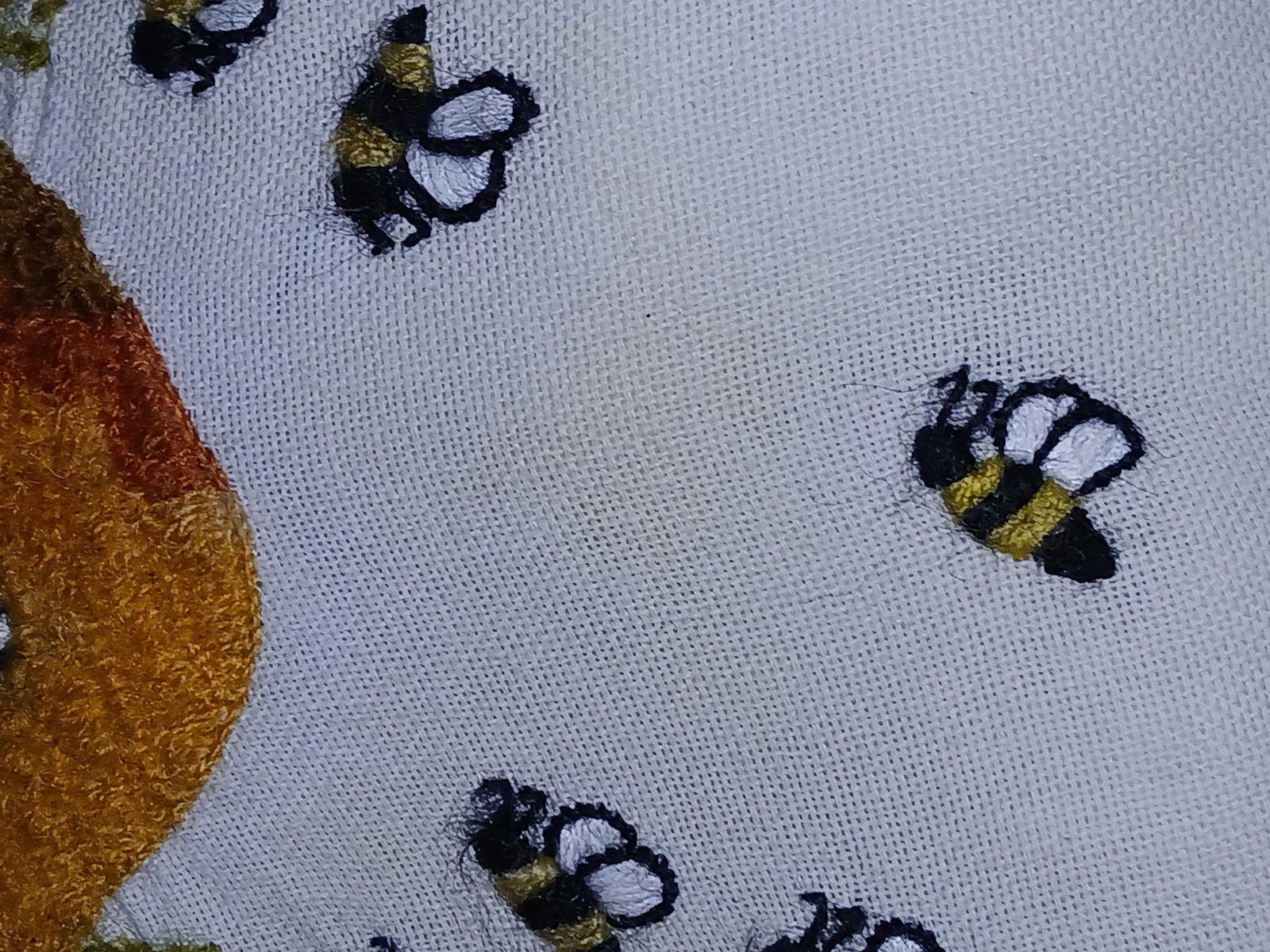 Vintage Crewel Embroidery Pillow Honey Bees Beehive Fruit and Flowers - 4