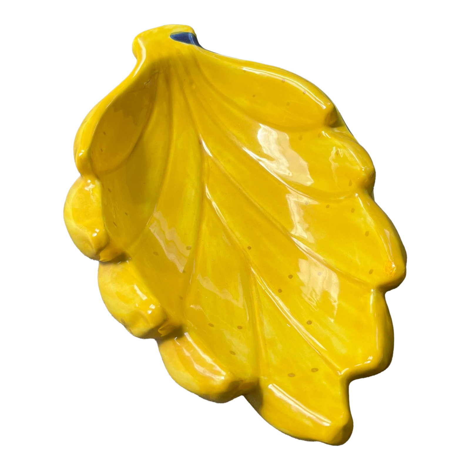 1980s Fitz and Floyd Banana Trinket Dish: Add this bright, whimsical, hand-painted ceramic trinket dish to your summer decor. Great as a small centerpiece on a side table, or to add a pop of color to any room. Condition: Alterations: Original