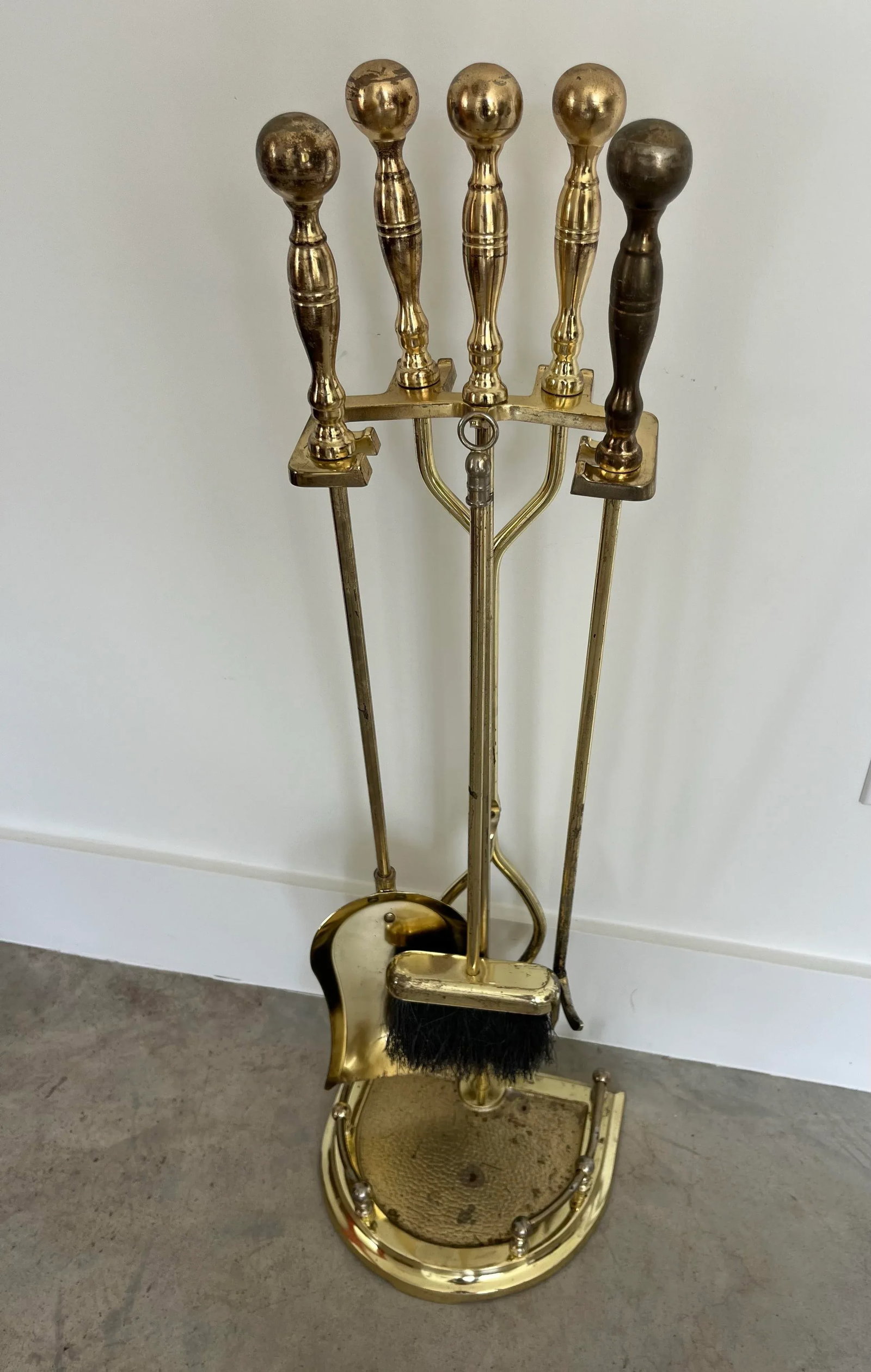Vintage Neoclassical Metal Fire Tools-5 Piece Set - 3