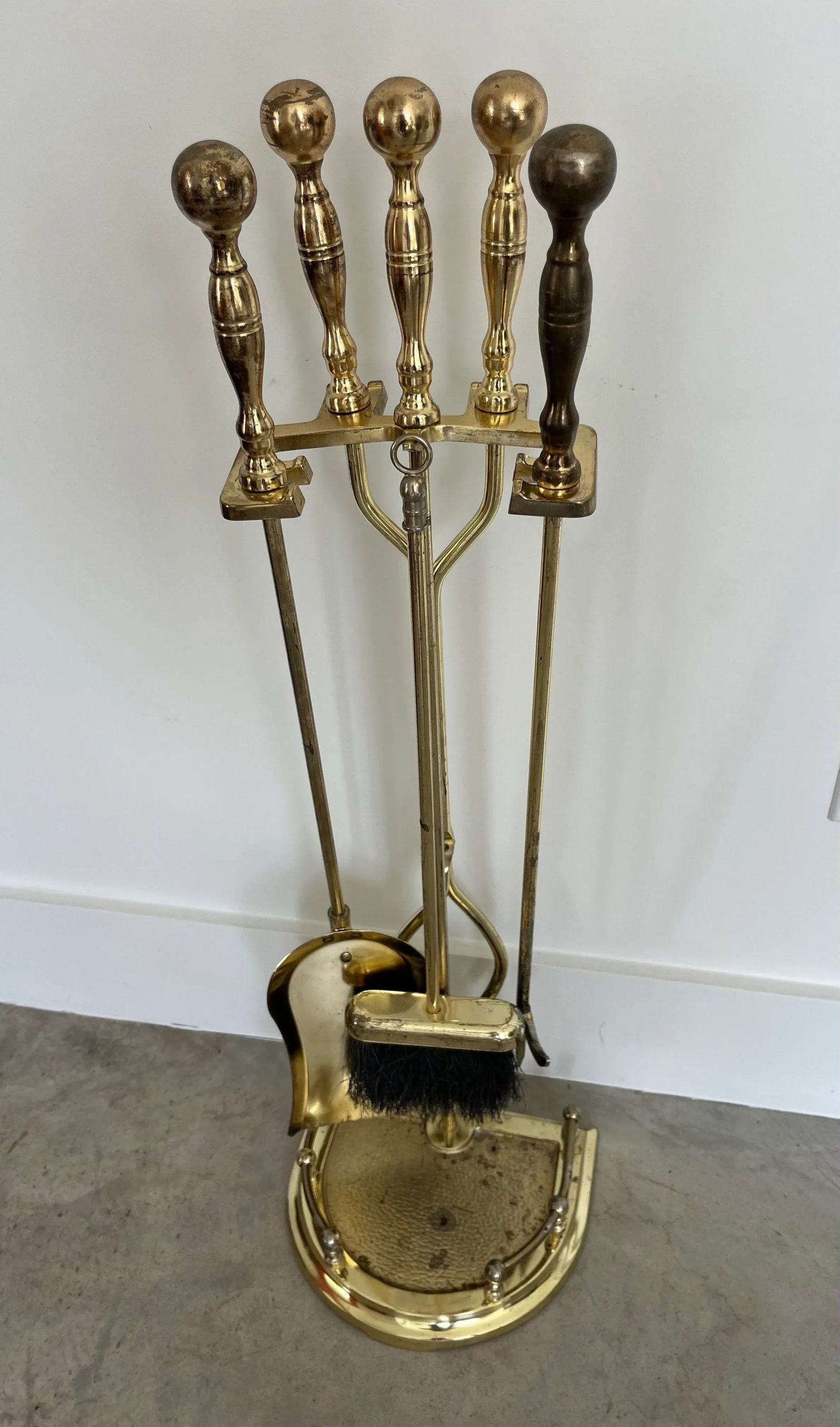 Vintage Neoclassical Metal Fire Tools-5 Piece Set - 4