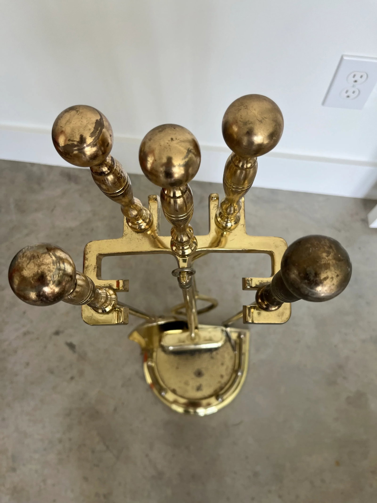 Vintage Neoclassical Metal Fire Tools-5 Piece Set - 5