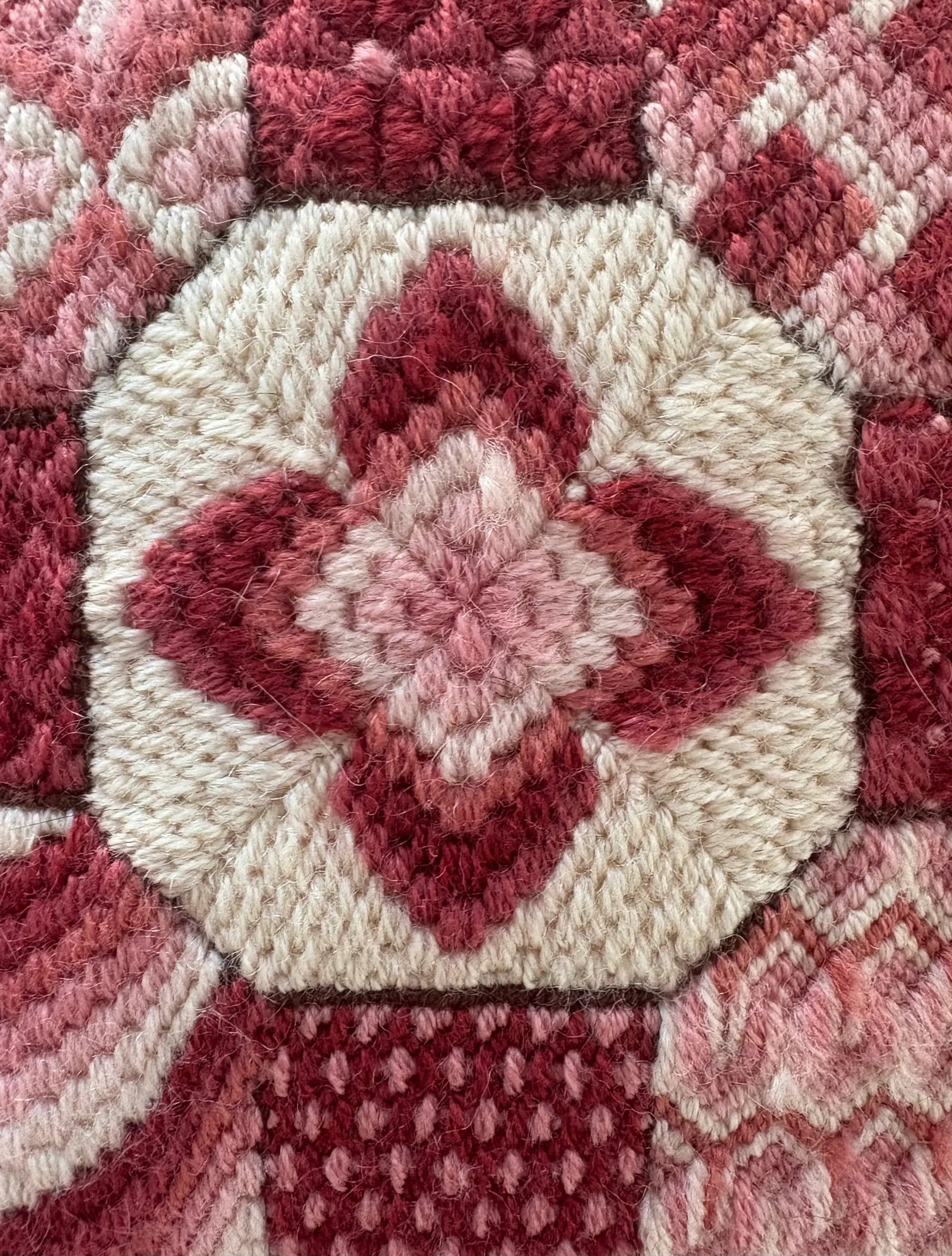 1970's Rose Velvet Bargello Needlepoint Square Pillow - 5