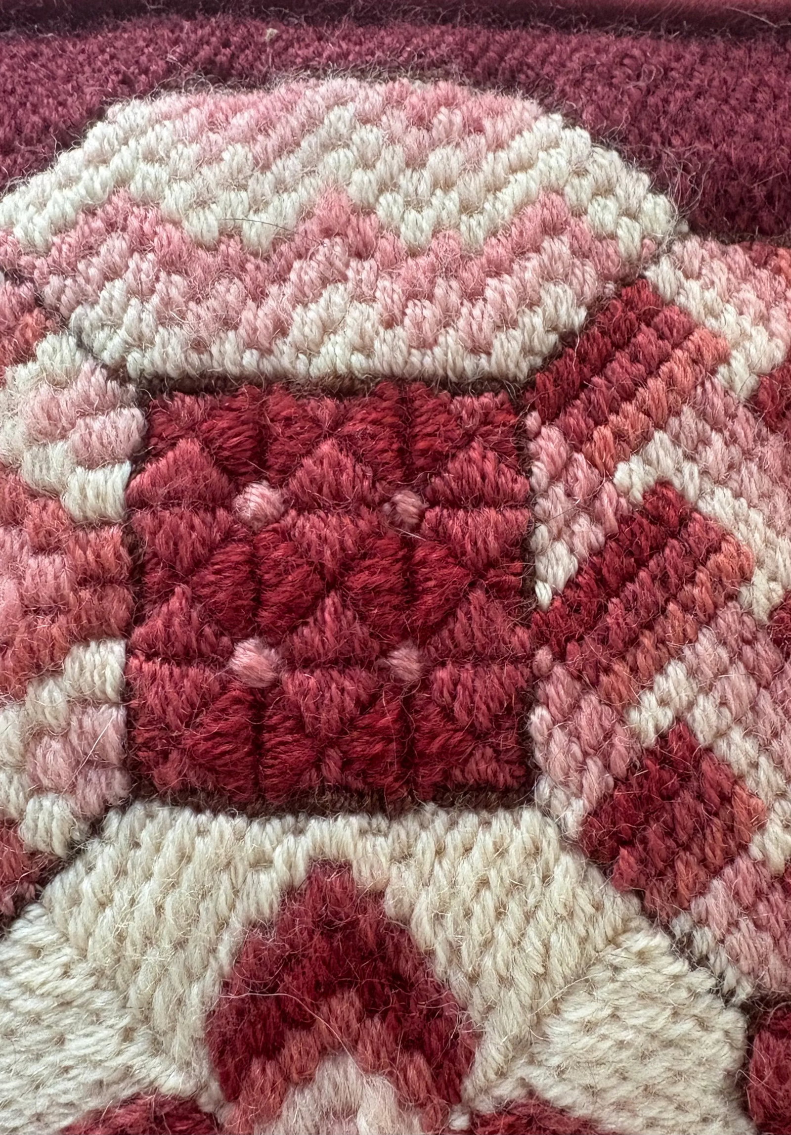 1970's Rose Velvet Bargello Needlepoint Square Pillow - 6