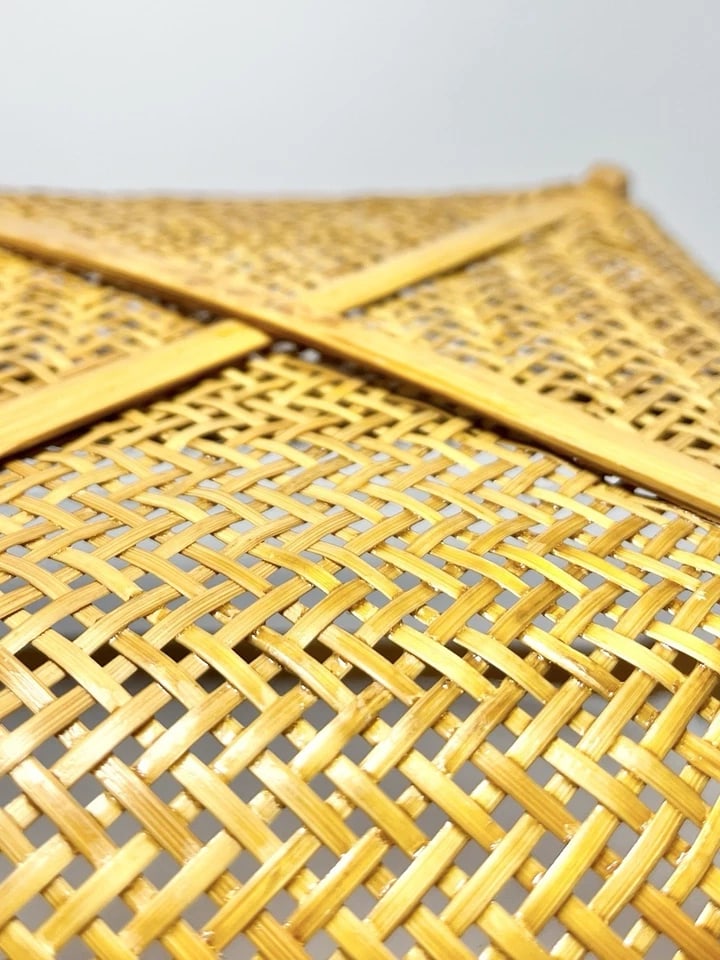Vintage American Handmade Woven Rattan Wicker Gathering Handled Basket - 11