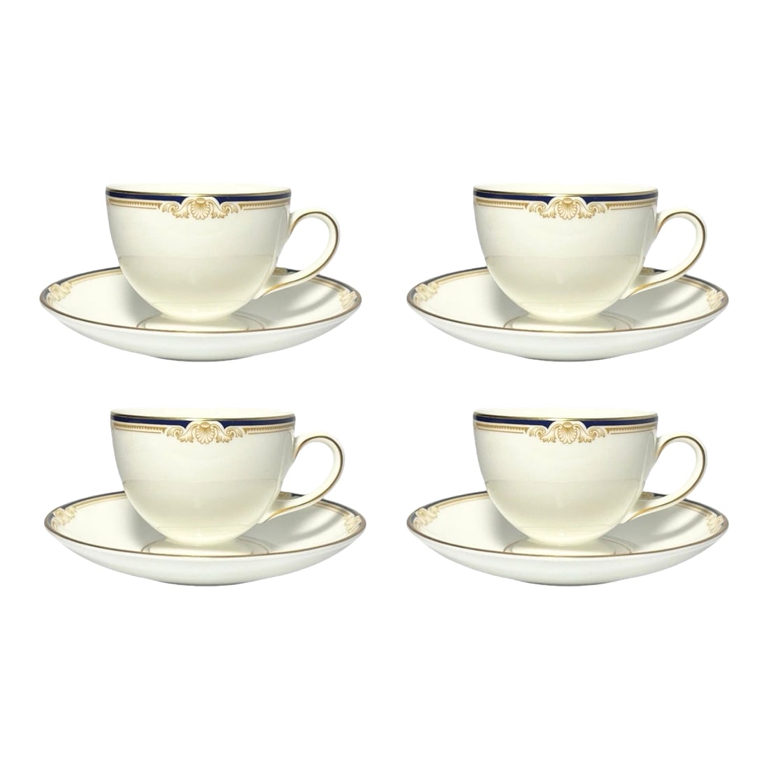 1990s Wedgwood "Cavendish" Set of 4 Bone China Teacups & Saucers: Wedgwood "Cavendish" Set of 4 Bone China Teacups 2 5/8" 6oz & Saucers 5 3/4" Excellent condition. No chips, cracks, or fleabites. Teacup Height 2 5/8" Length (Handle to Rim) 4 1/4" Width (Opening) 3 3