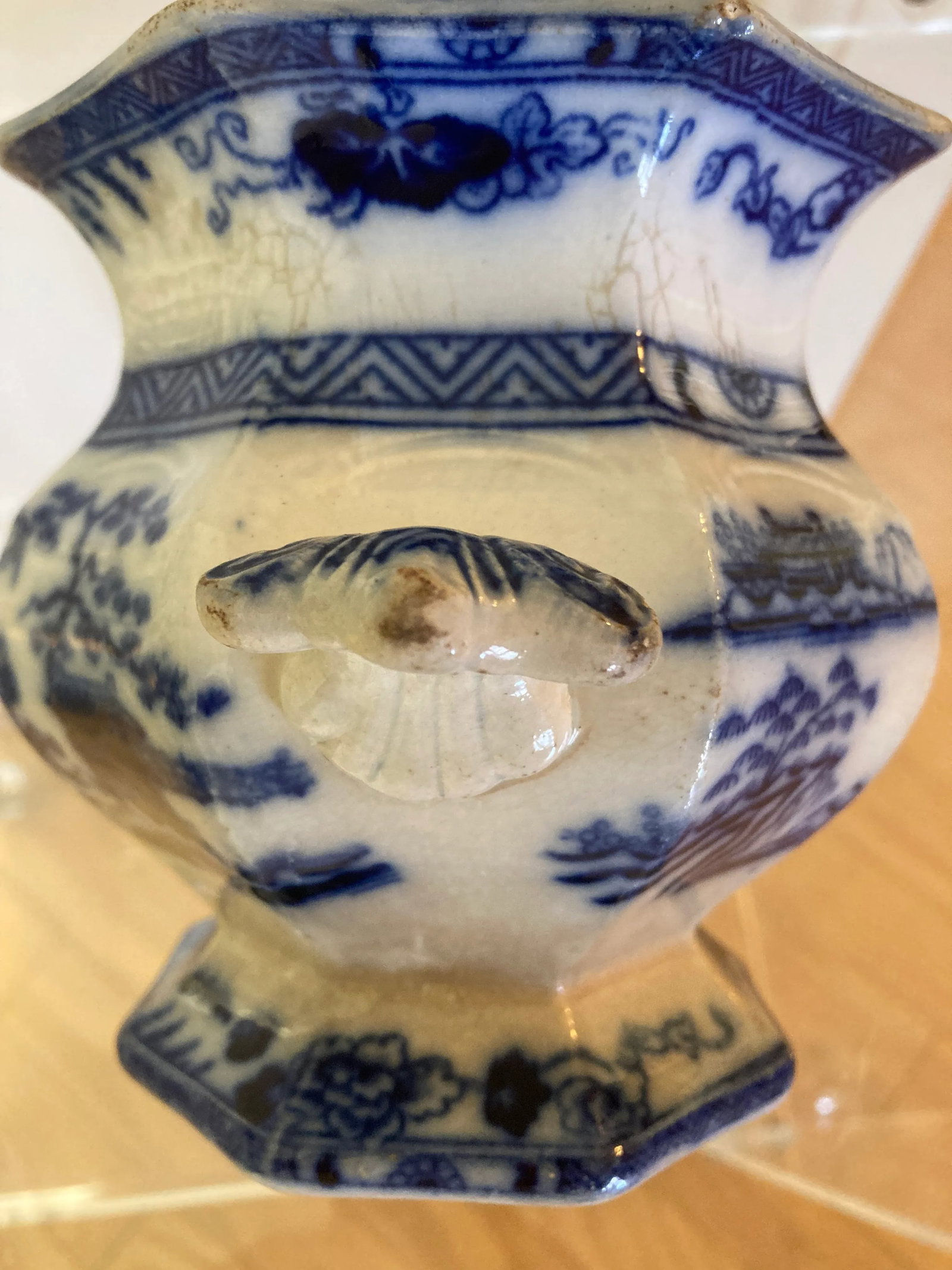 Flow Blue Sugar Jar Mid 19th Century - 10