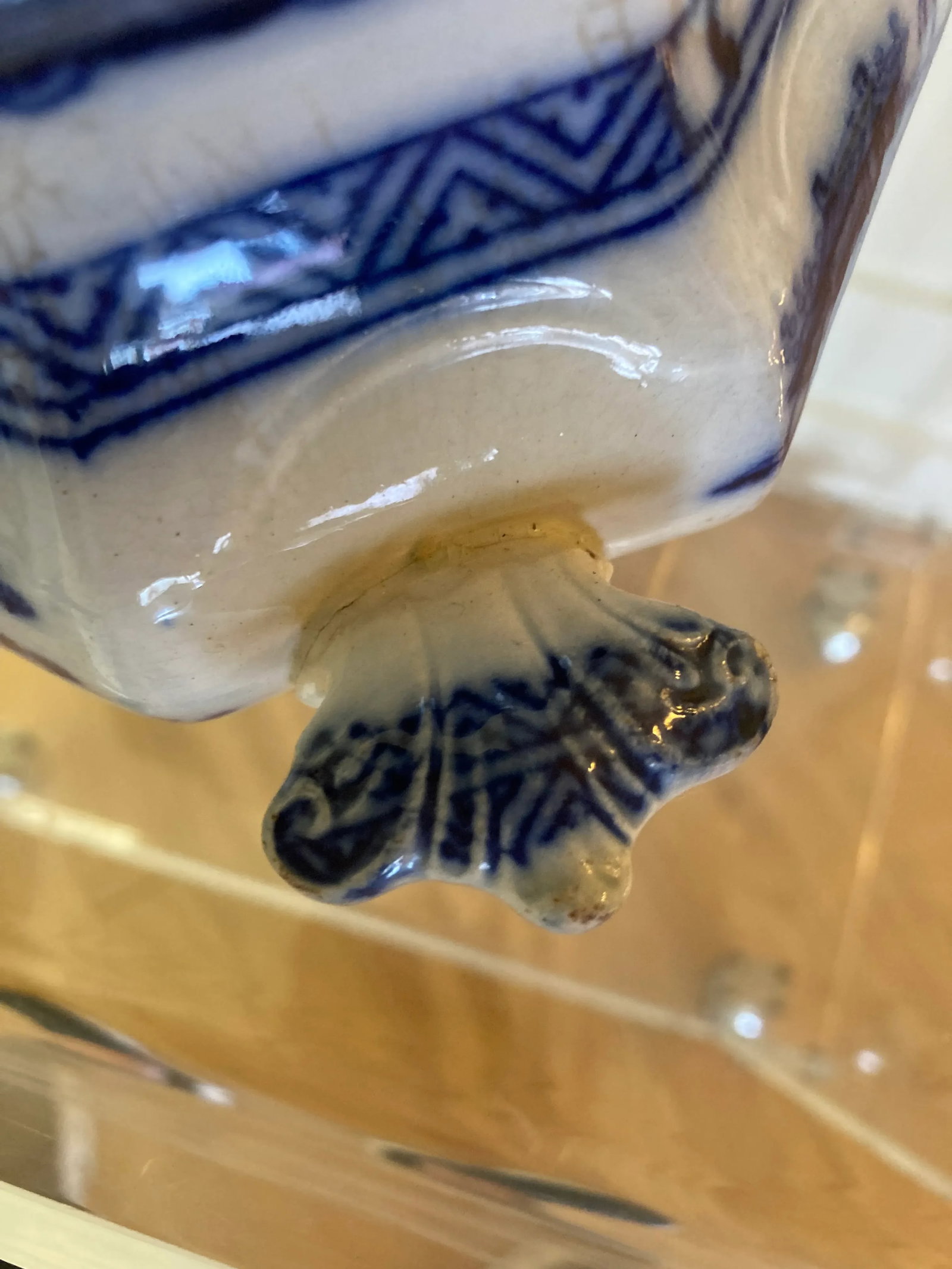 Flow Blue Sugar Jar Mid 19th Century - 12