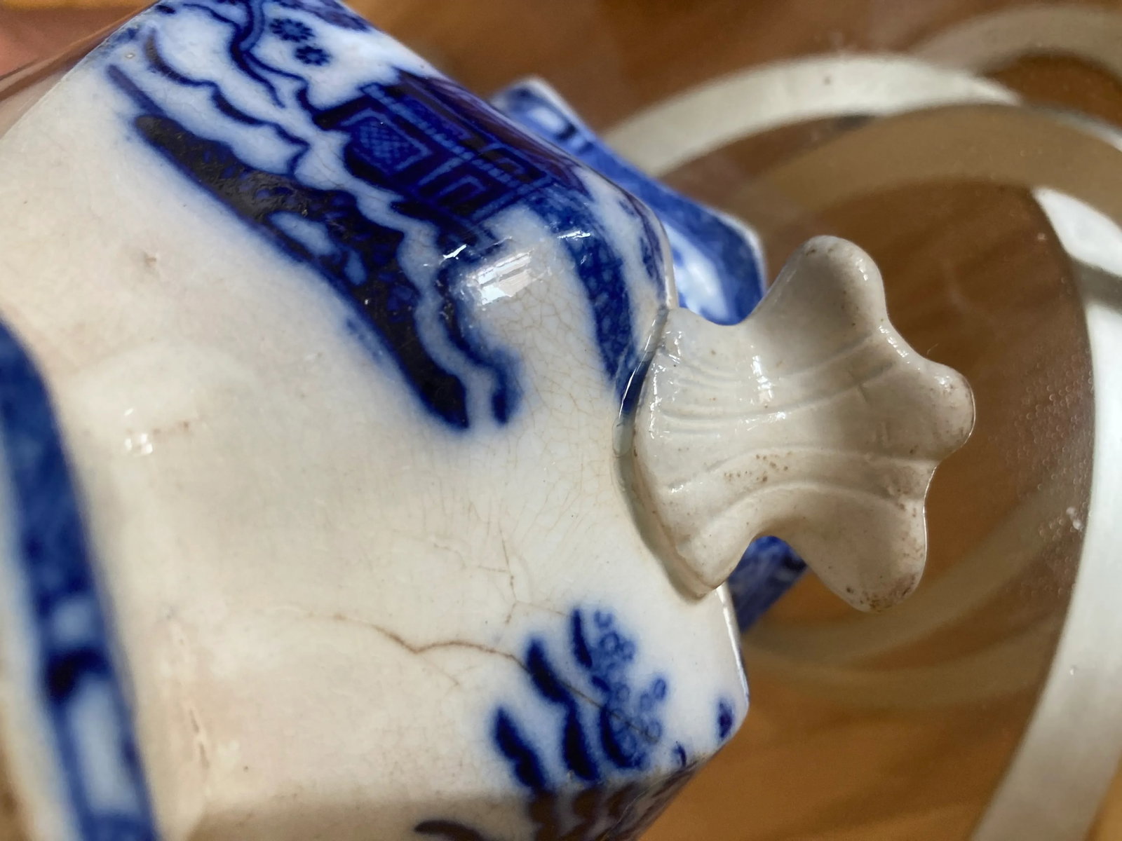 Flow Blue Sugar Jar Mid 19th Century - 14