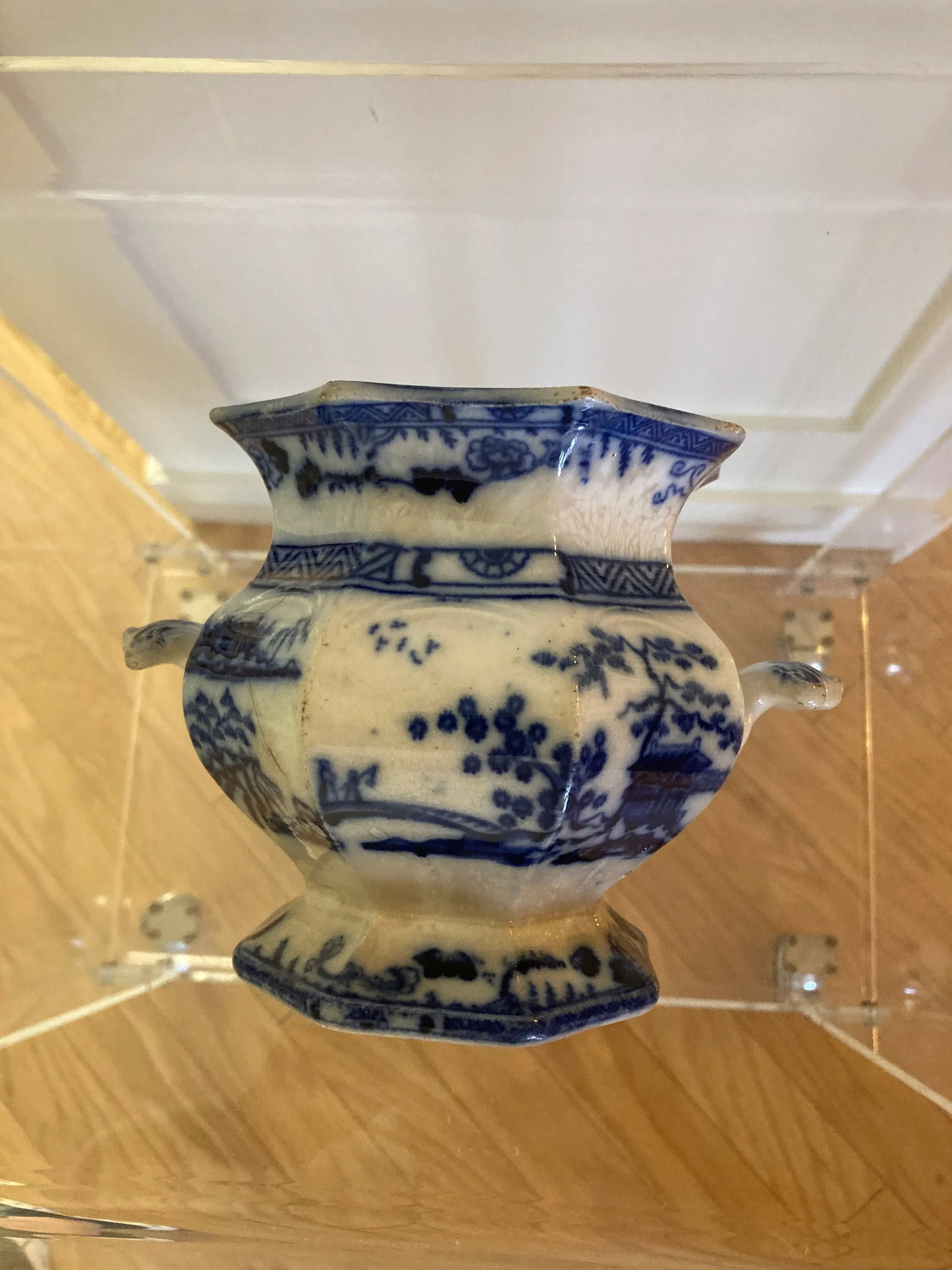 Flow Blue Sugar Jar Mid 19th Century - 2