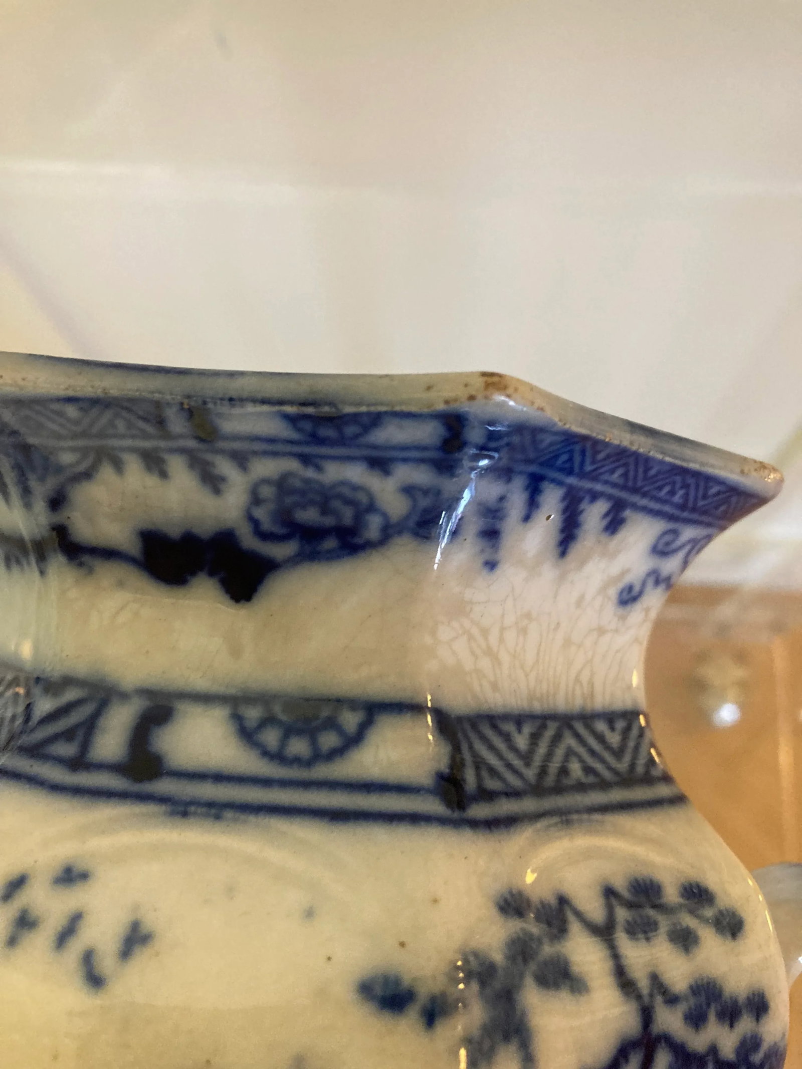 Flow Blue Sugar Jar Mid 19th Century - 3