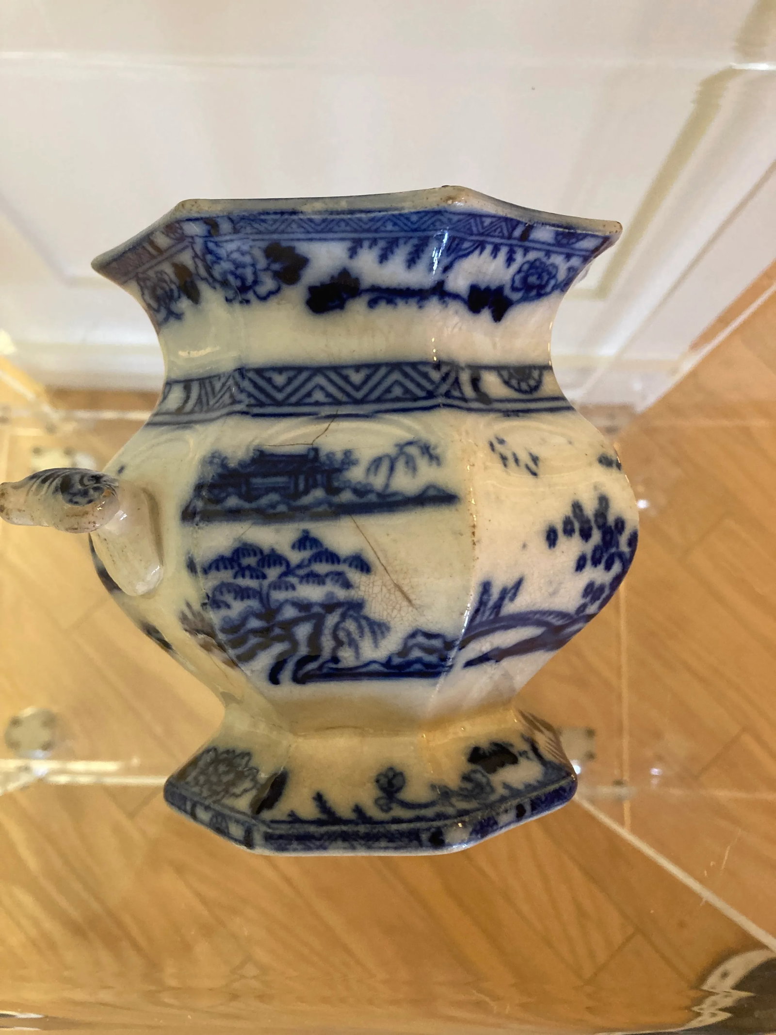 Flow Blue Sugar Jar Mid 19th Century - 4