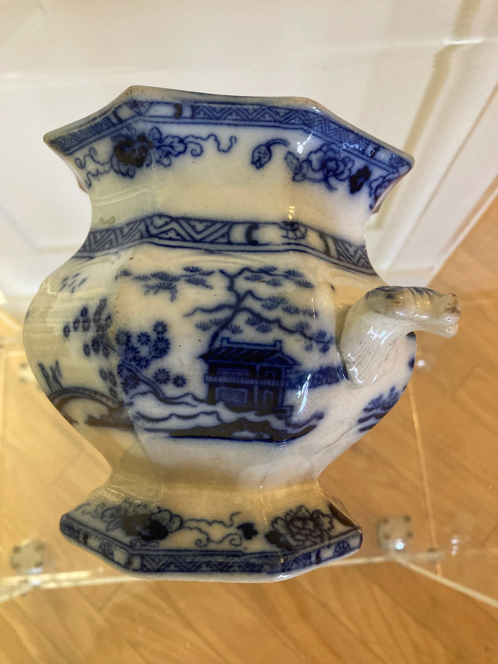 Flow Blue Sugar Jar Mid 19th Century - 5