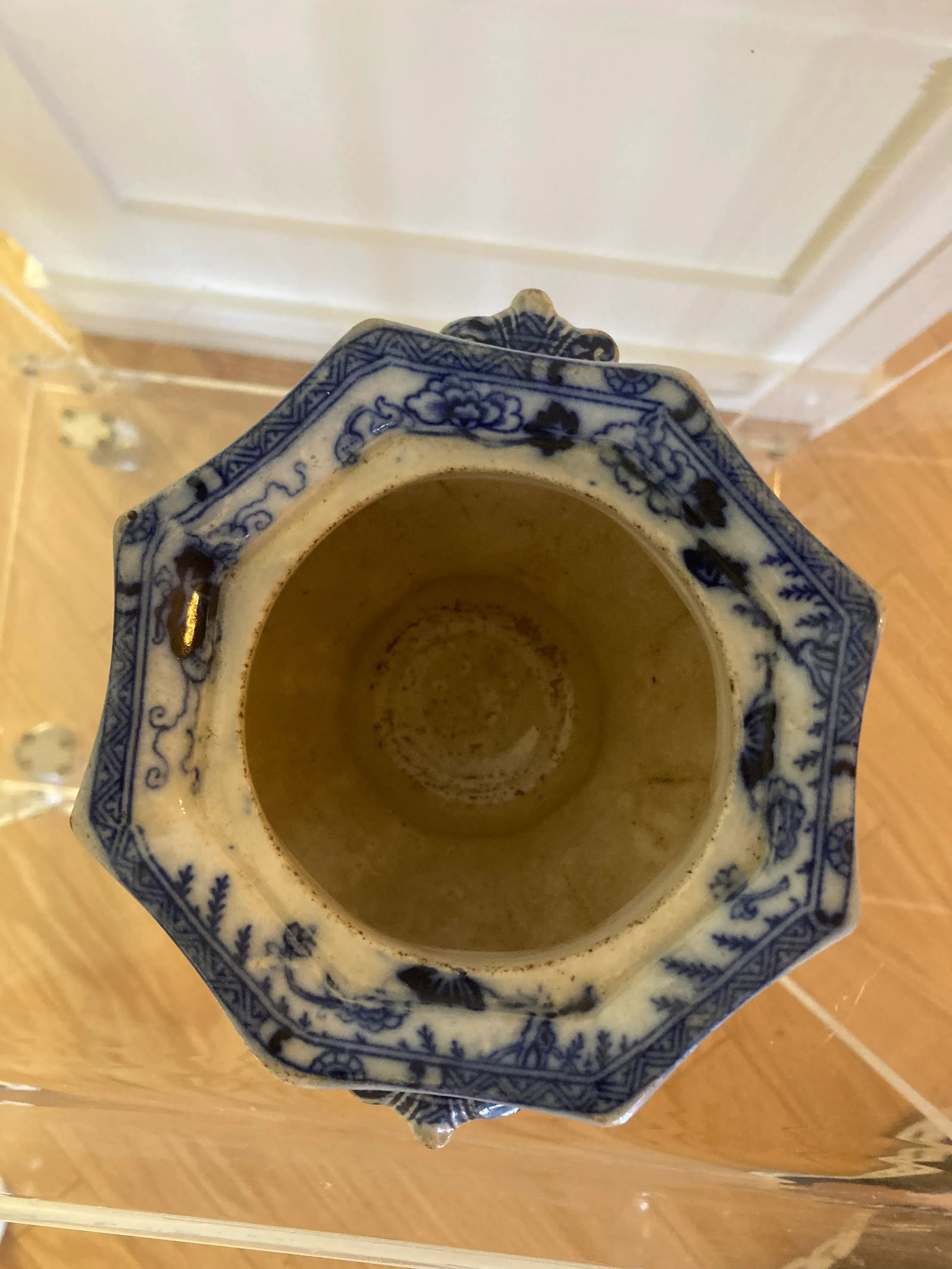 Flow Blue Sugar Jar Mid 19th Century - 6