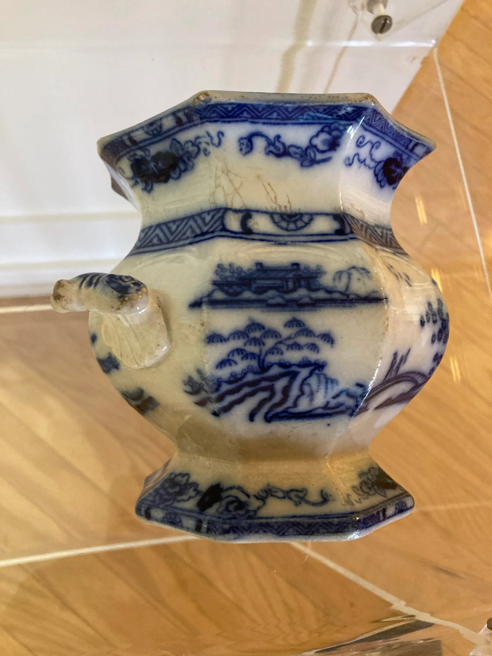 Flow Blue Sugar Jar Mid 19th Century - 7