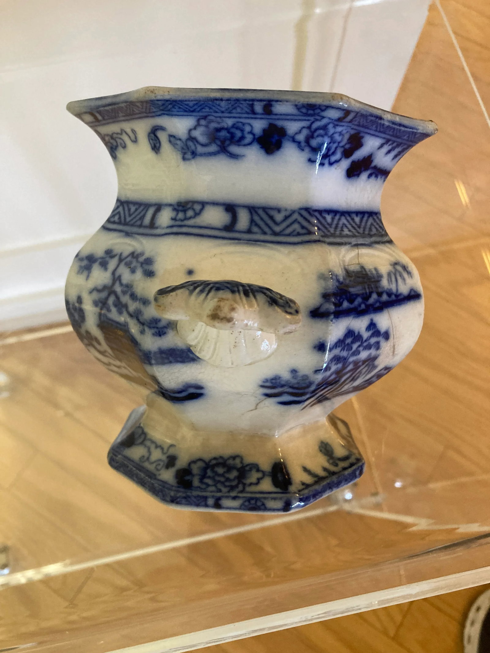 Flow Blue Sugar Jar Mid 19th Century - 8