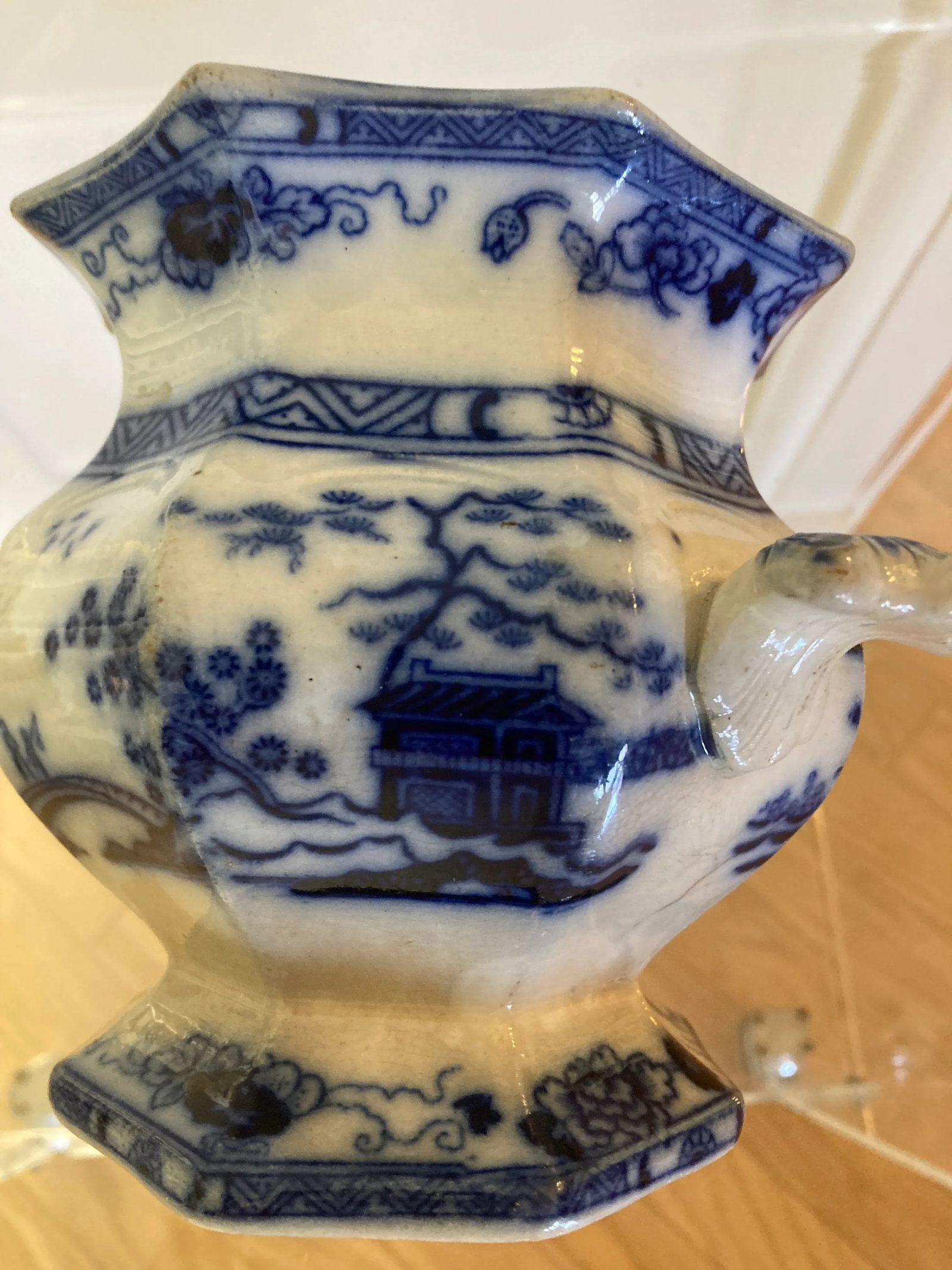 Flow Blue Sugar Jar Mid 19th Century - 9