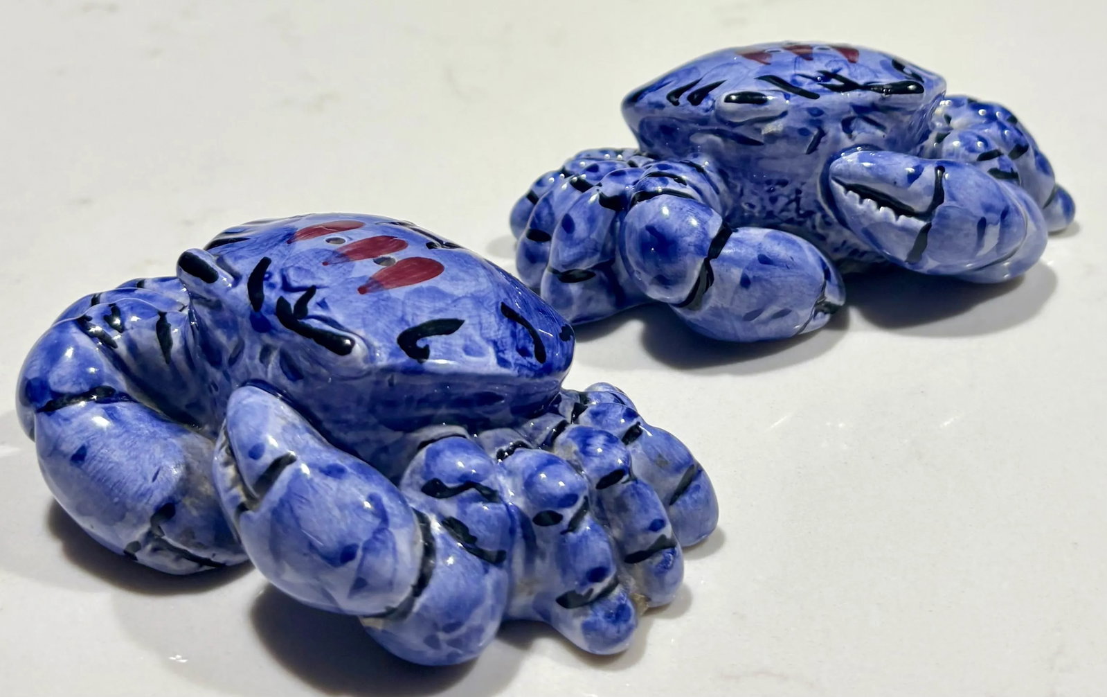 Late 20th Century Coastal Chic Blue Crab Ceramic Salt and Pepper Shakers- a Pair - 10