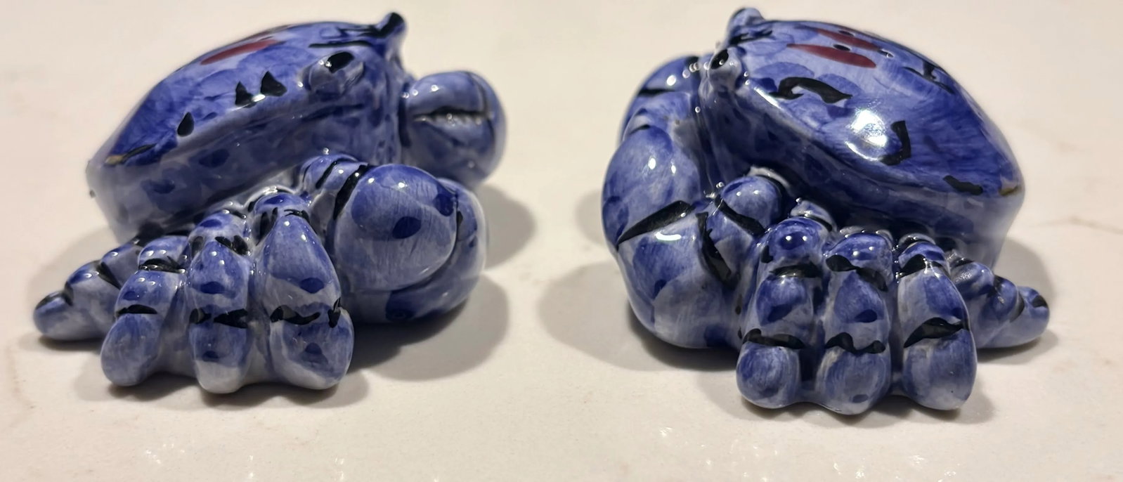 Late 20th Century Coastal Chic Blue Crab Ceramic Salt and Pepper Shakers- a Pair - 11